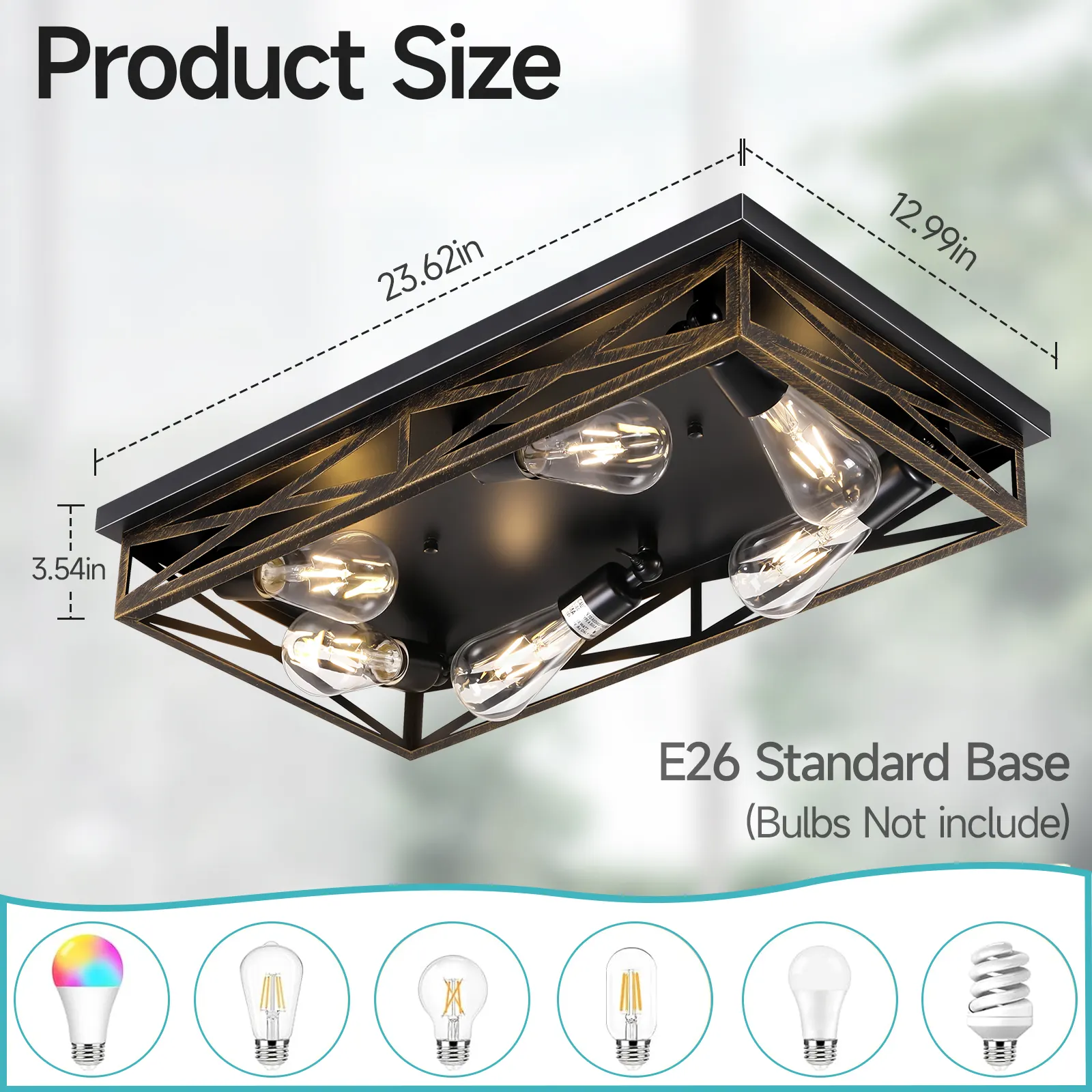 Modern 6-Light Flush Mount Ceiling Light, image 3 of 7