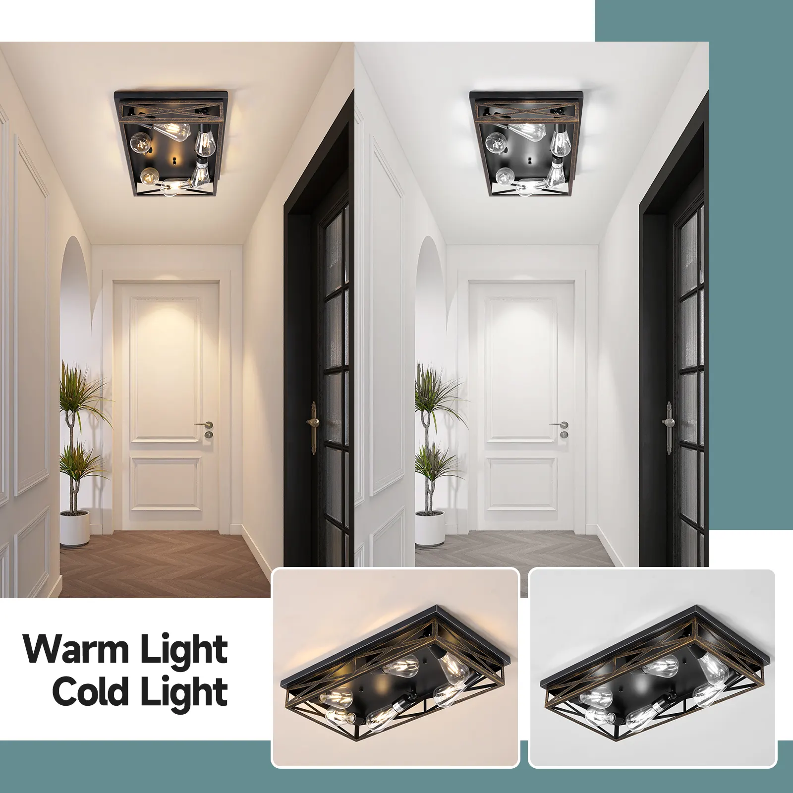 Modern 6-Light Flush Mount Ceiling Light, image 4 of 7
