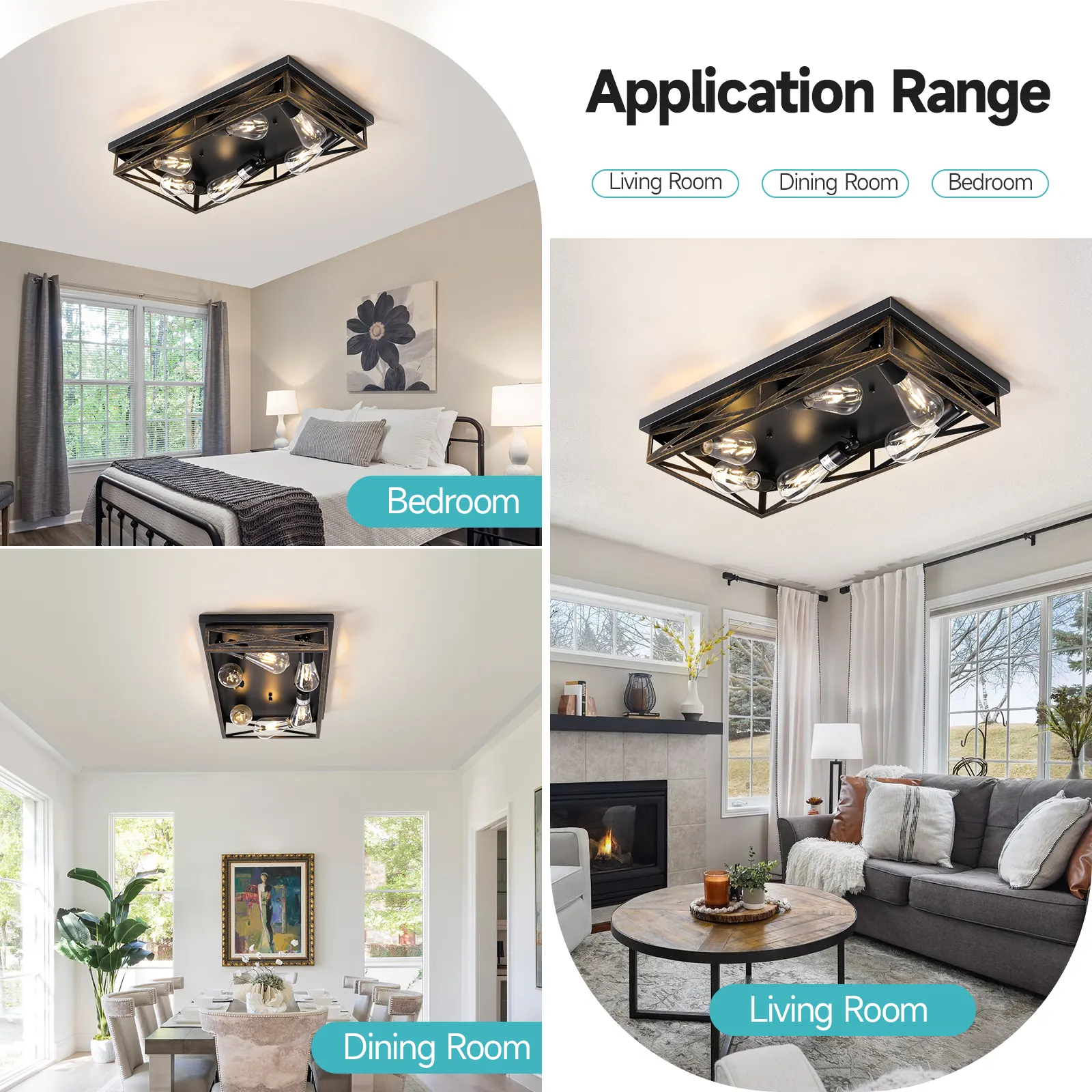 Modern 6-Light Flush Mount Ceiling Light, image 5 of 7
