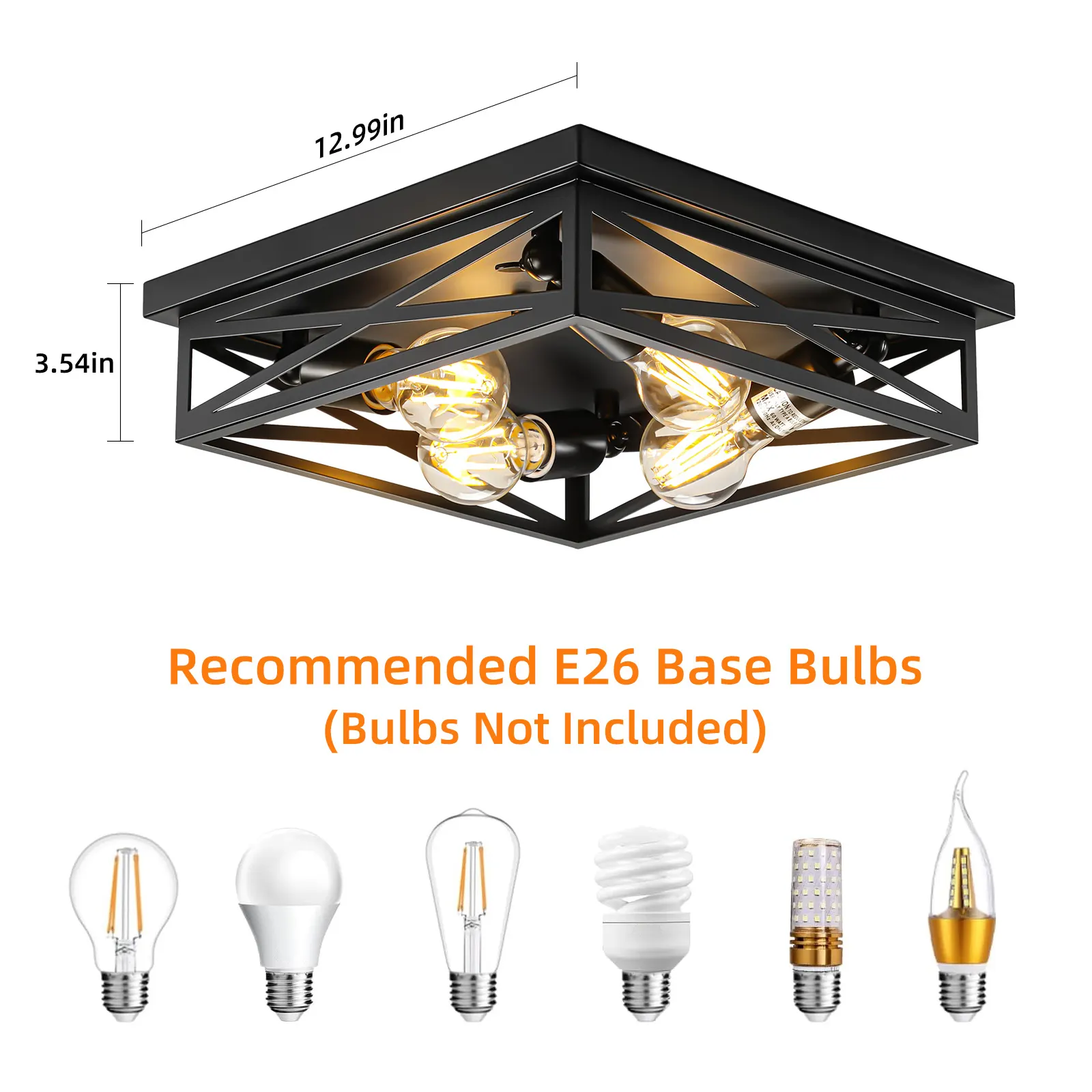 Modern 4-Light Flush Mount Ceiling Light (2-Pack), image 5 of 7
