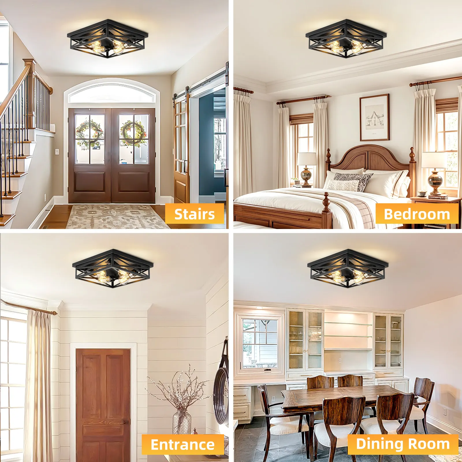 Modern 4-Light Flush Mount Ceiling Light (2-Pack), image 2 of 7