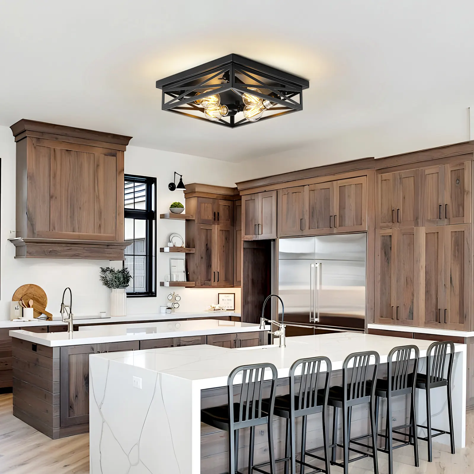 Modern 4-Light Flush Mount Ceiling Light (2-Pack), image 3 of 7