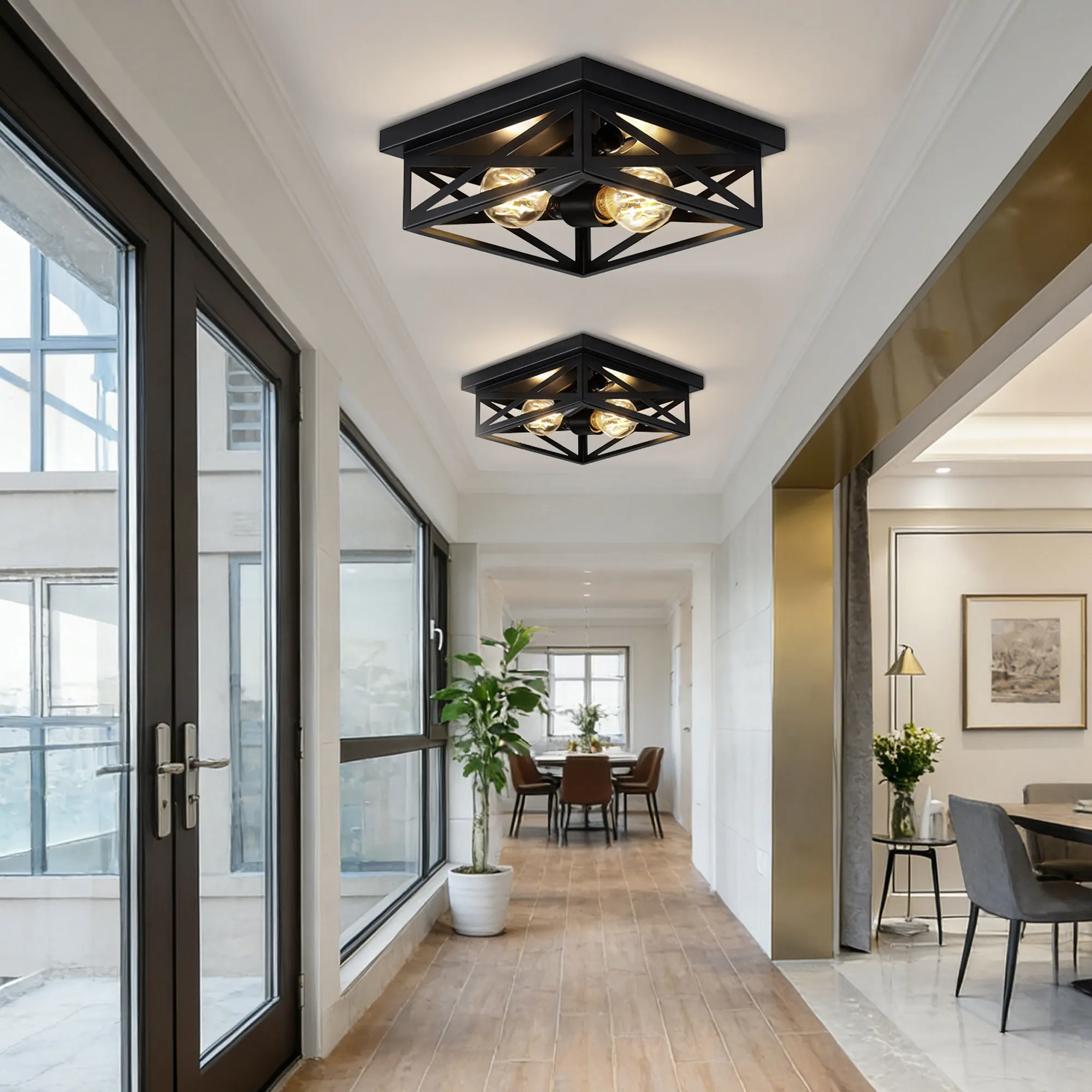 Modern 2-Light Flush Mount Ceiling Light (2-Pack), image 2 of 10