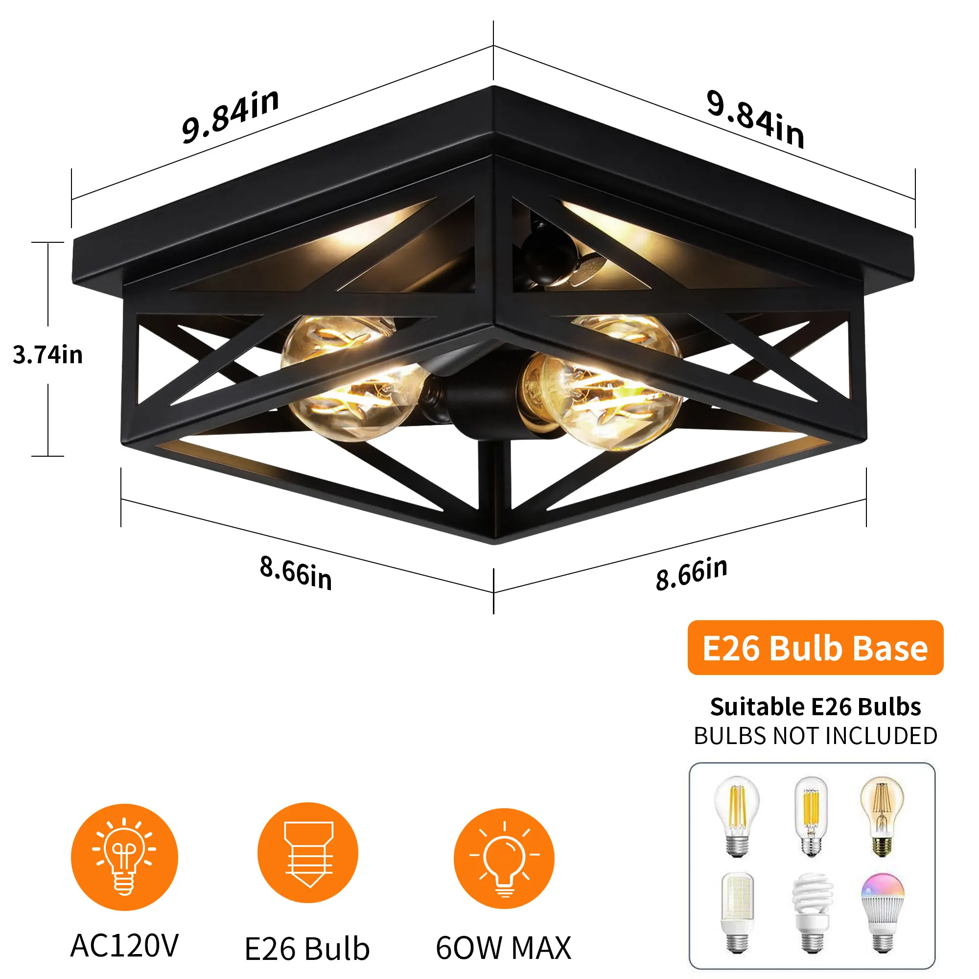 Modern 2-Light Flush Mount Ceiling Light (2-Pack), image 8 of 10