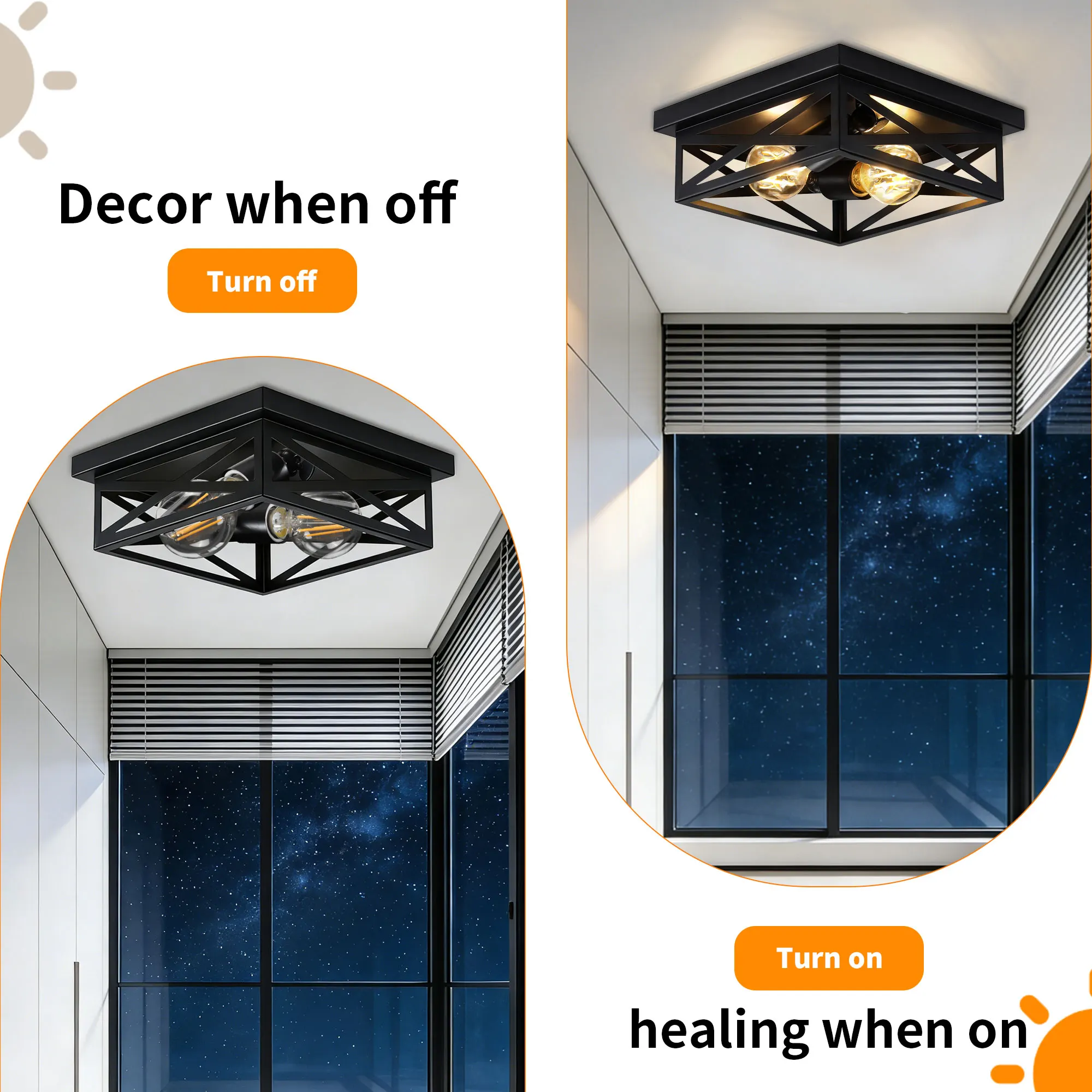 Modern 2-Light Flush Mount Ceiling Light (2-Pack), image 3 of 10
