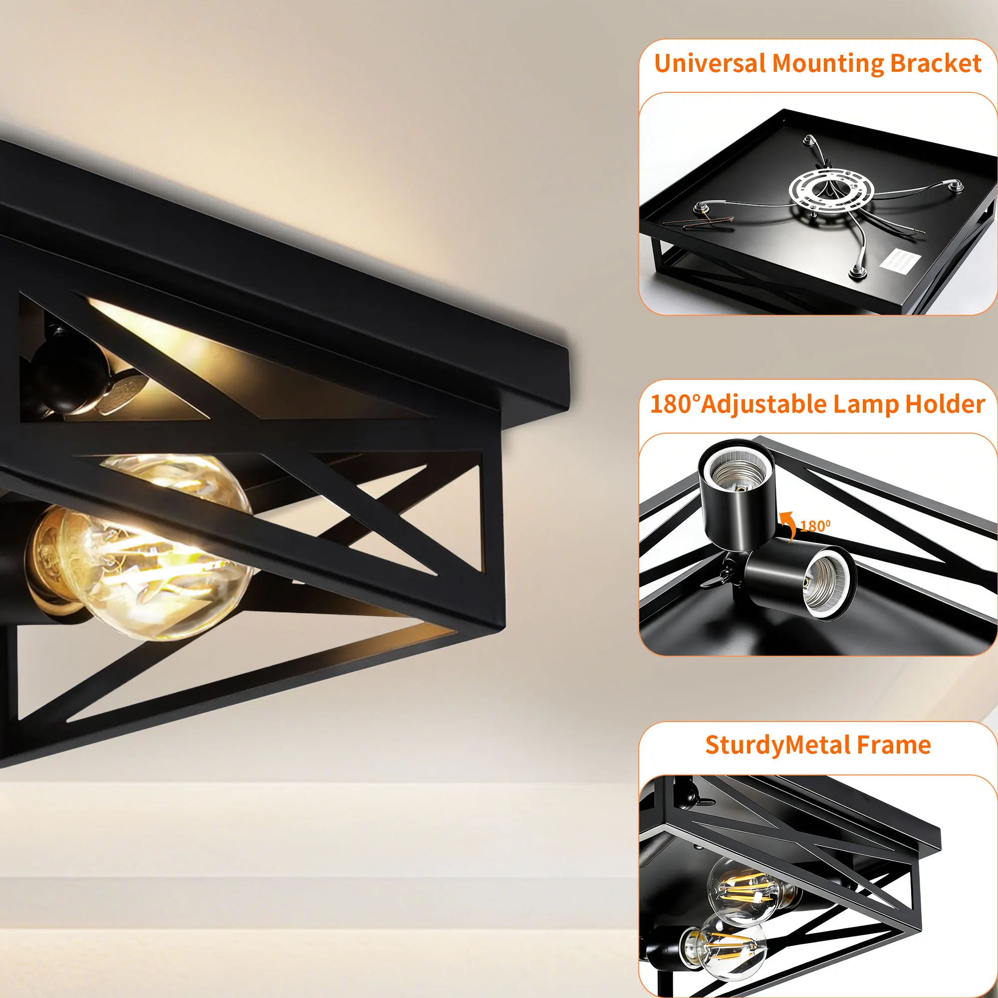 Modern 2-Light Flush Mount Ceiling Light (2-Pack), image 4 of 10