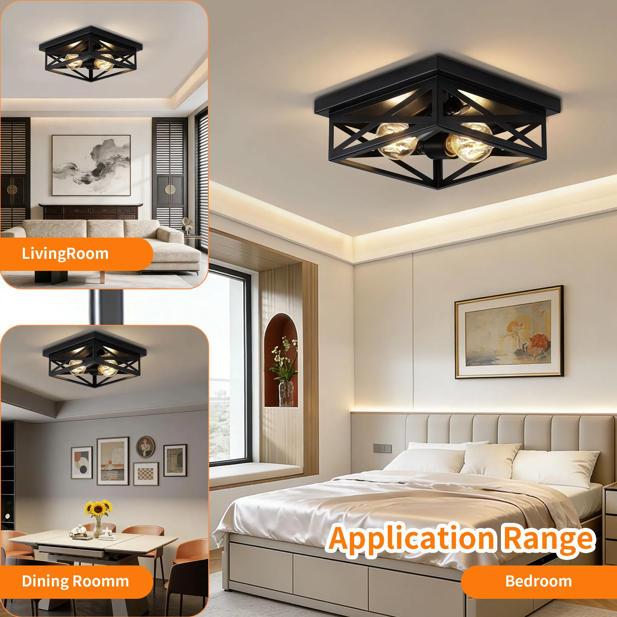Modern 2-Light Flush Mount Ceiling Light (2-Pack), image 5 of 10