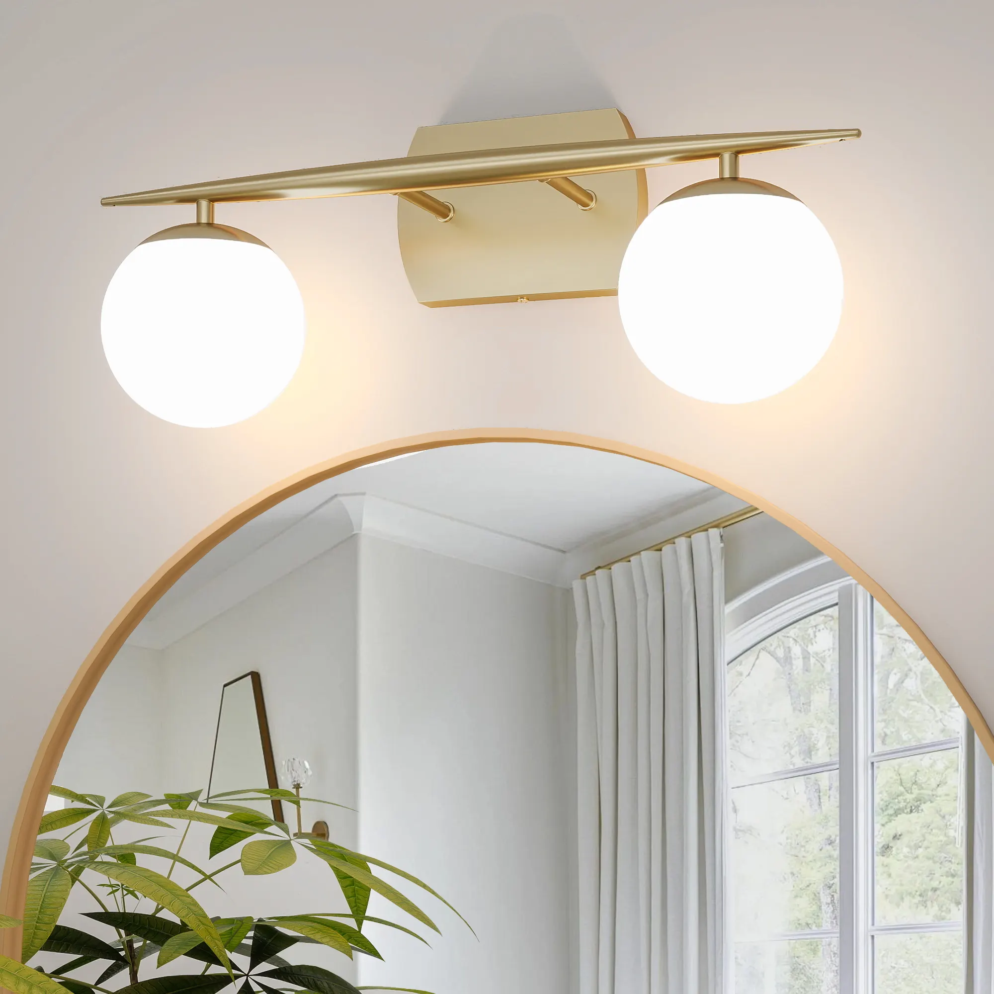 Modern Gold 2-Light Glass Vanity Light