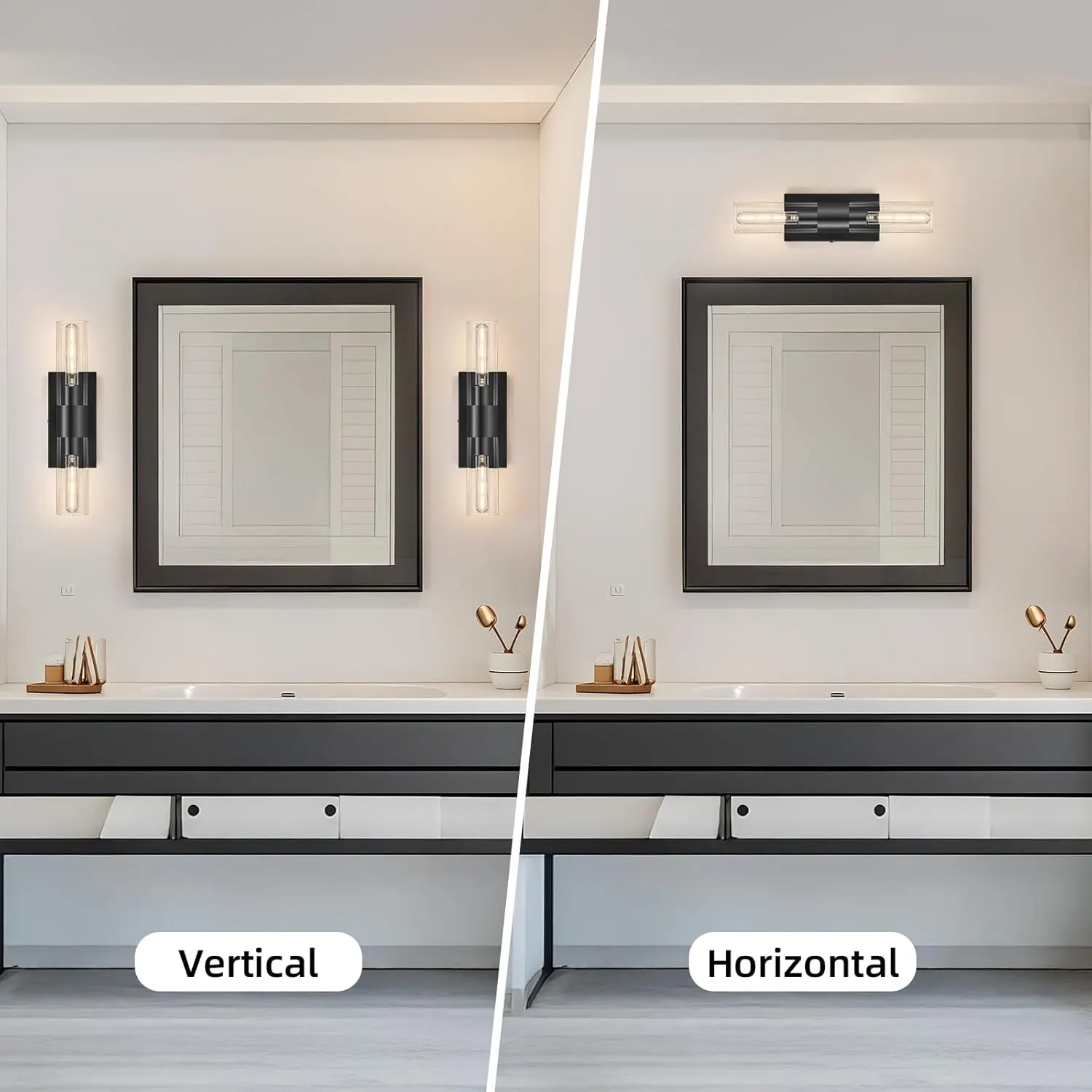 Modern Black Clear Glass Wall Sconce (2-Pack), image 2 of 9