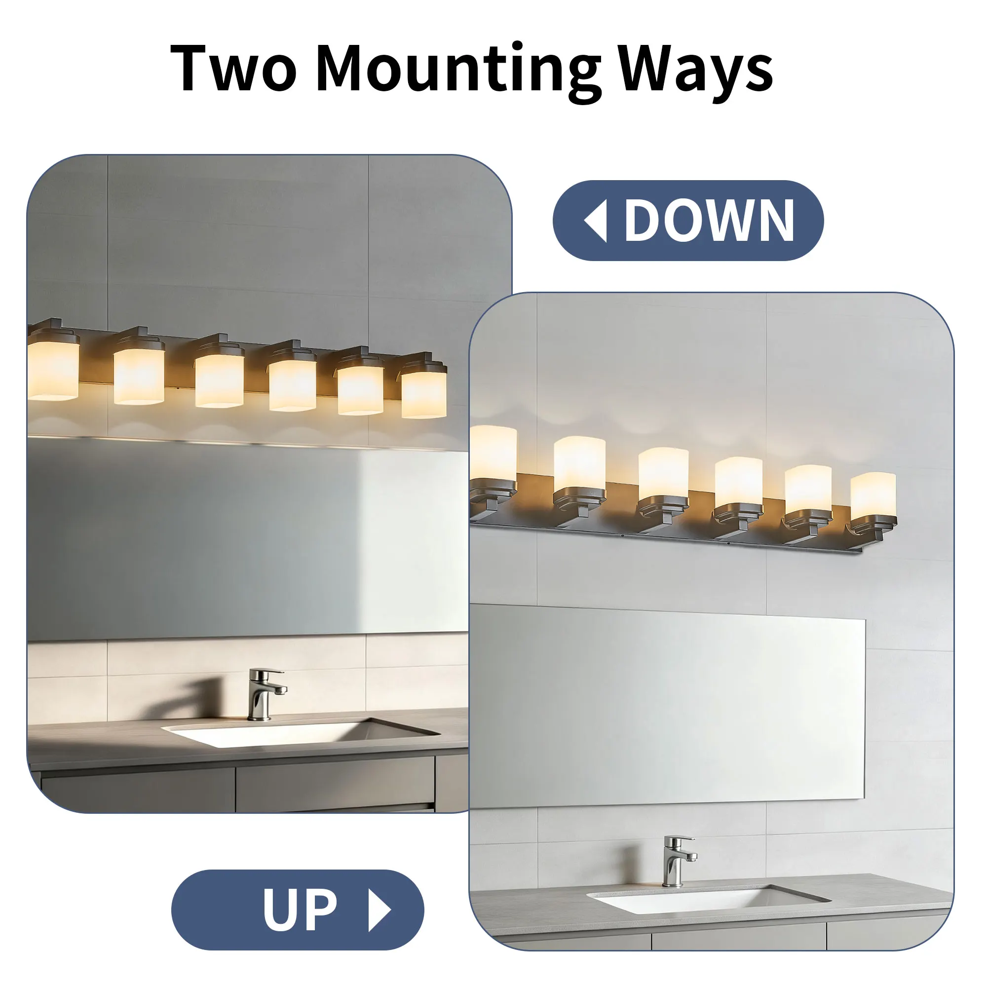 Modern Black 6-Light Frosted Glass Vanity Light, 43 in, image 8 of 9