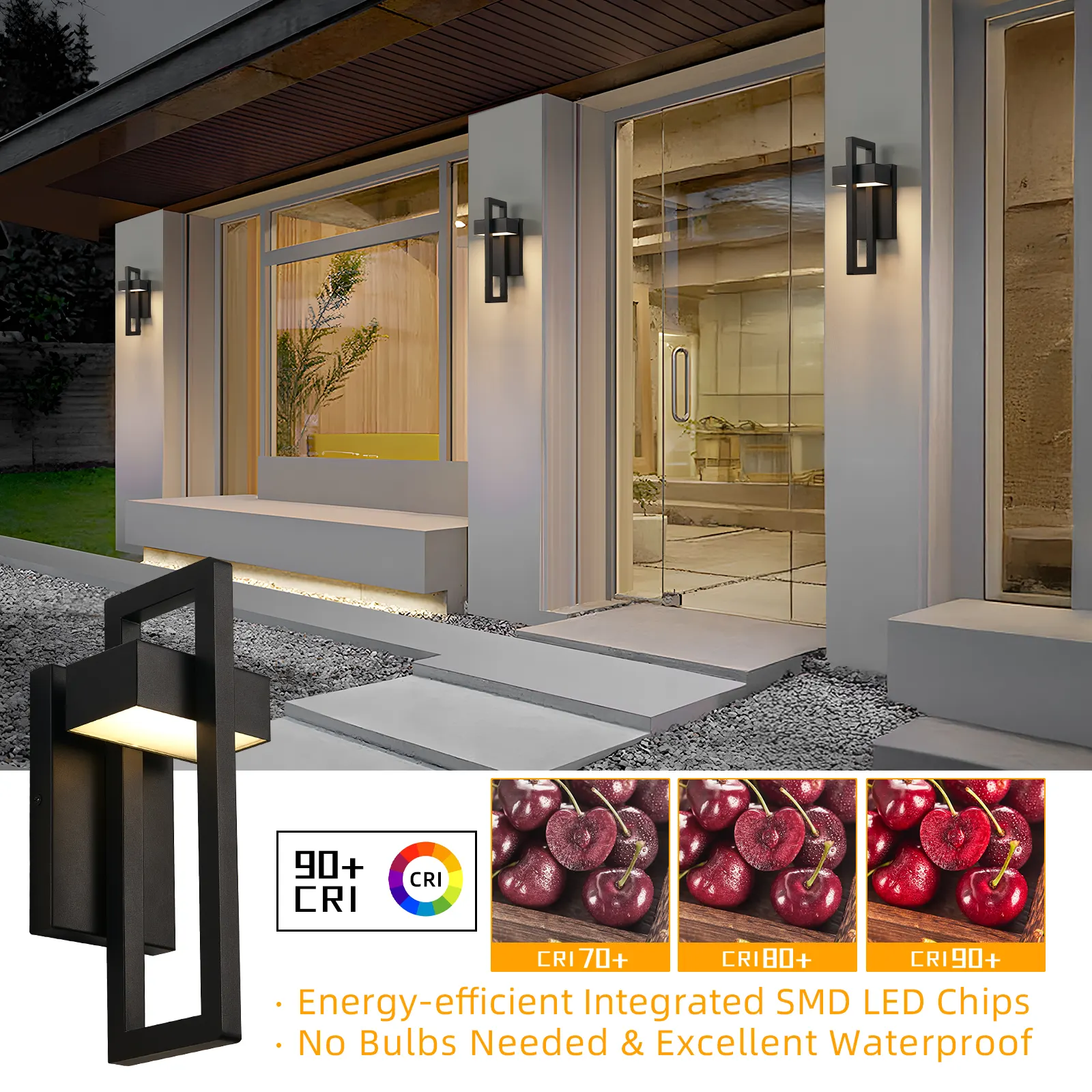 Modern Matte Black Outdoor Wall Light, 13.7 in · Integrated LED, image 5 of 7