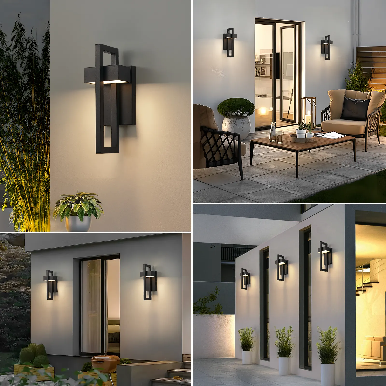 Modern Matte Black Outdoor Wall Light, 13.7 in · Integrated LED, image 7 of 7