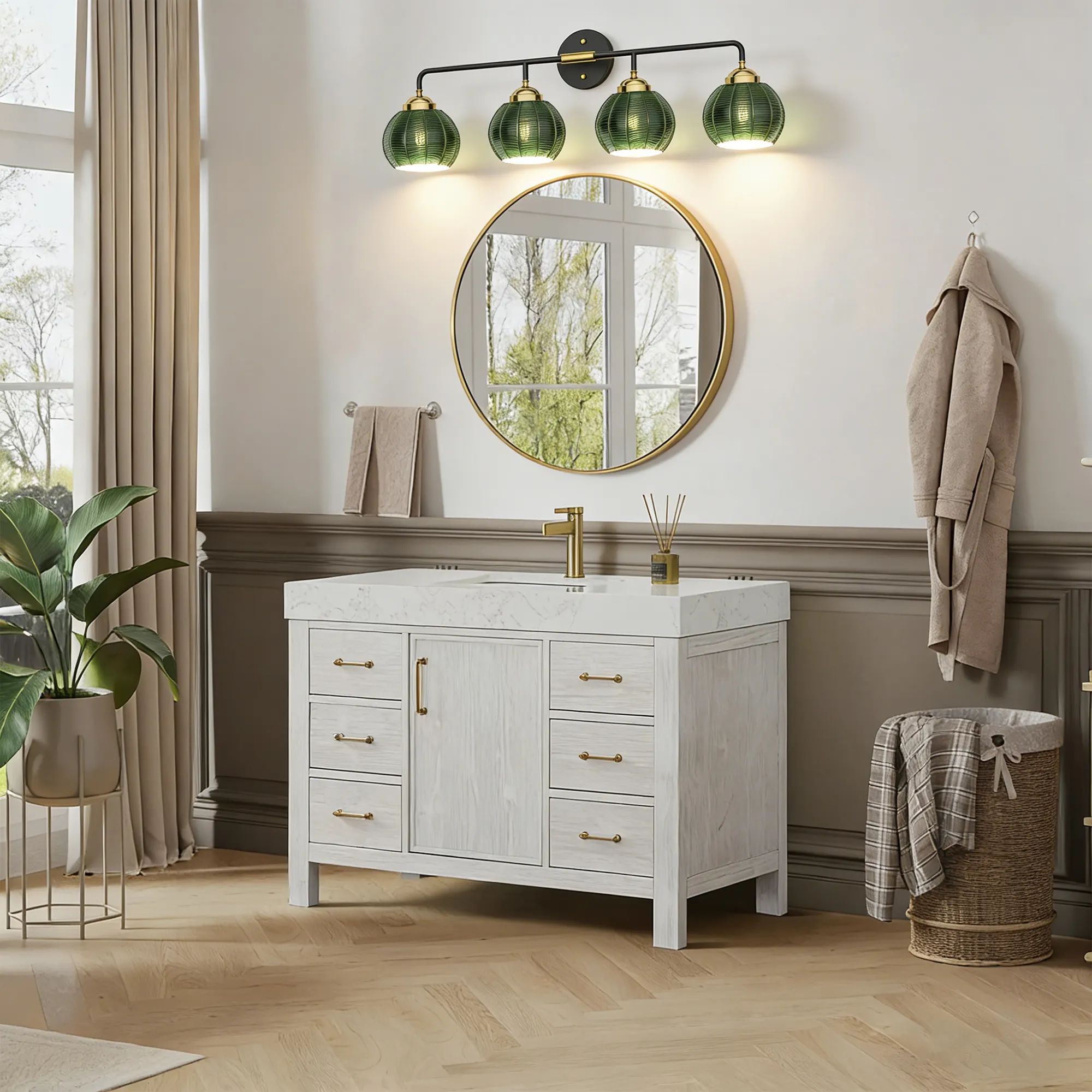 Modern 4-Light Glass Vanity Light, image 2 of 10