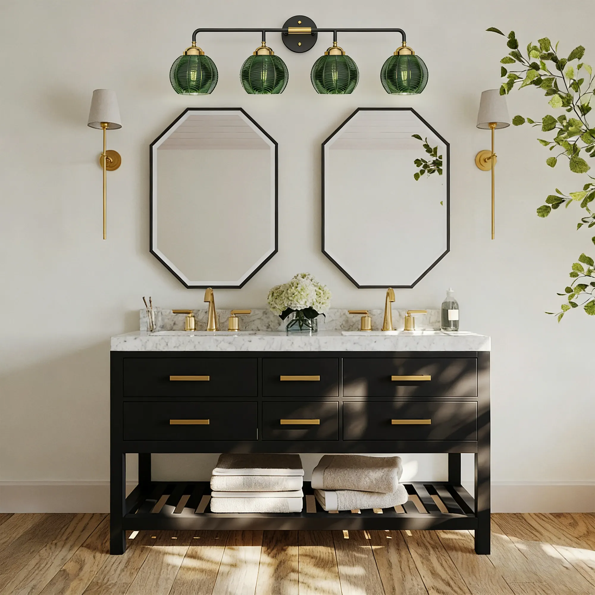 Modern 4-Light Glass Vanity Light, image 3 of 10