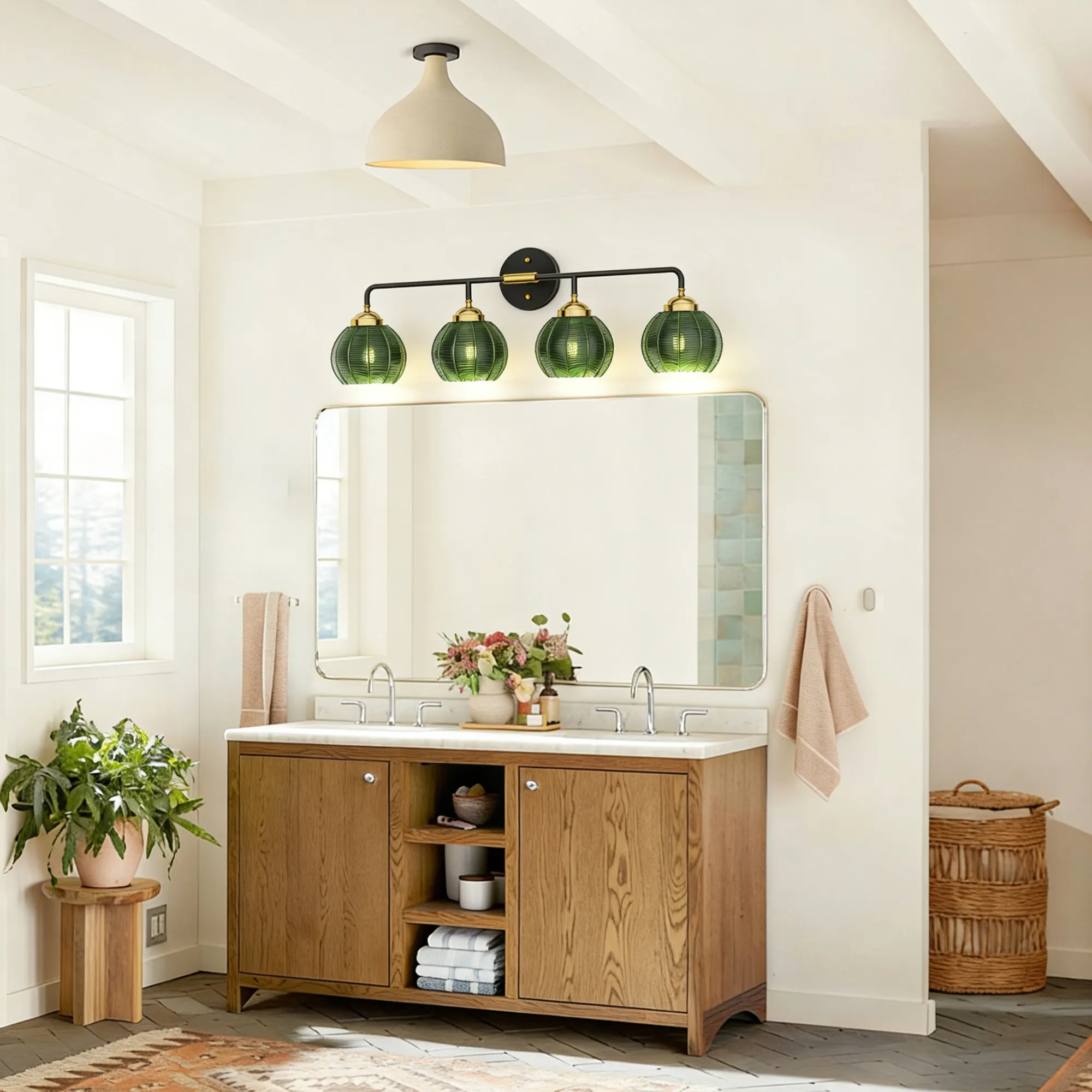 Modern 4-Light Glass Vanity Light, image 5 of 10