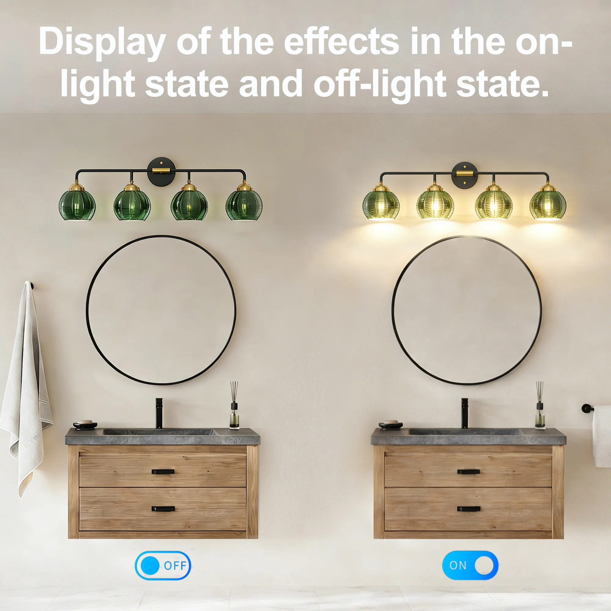 Modern 4-Light Glass Vanity Light, image 6 of 10