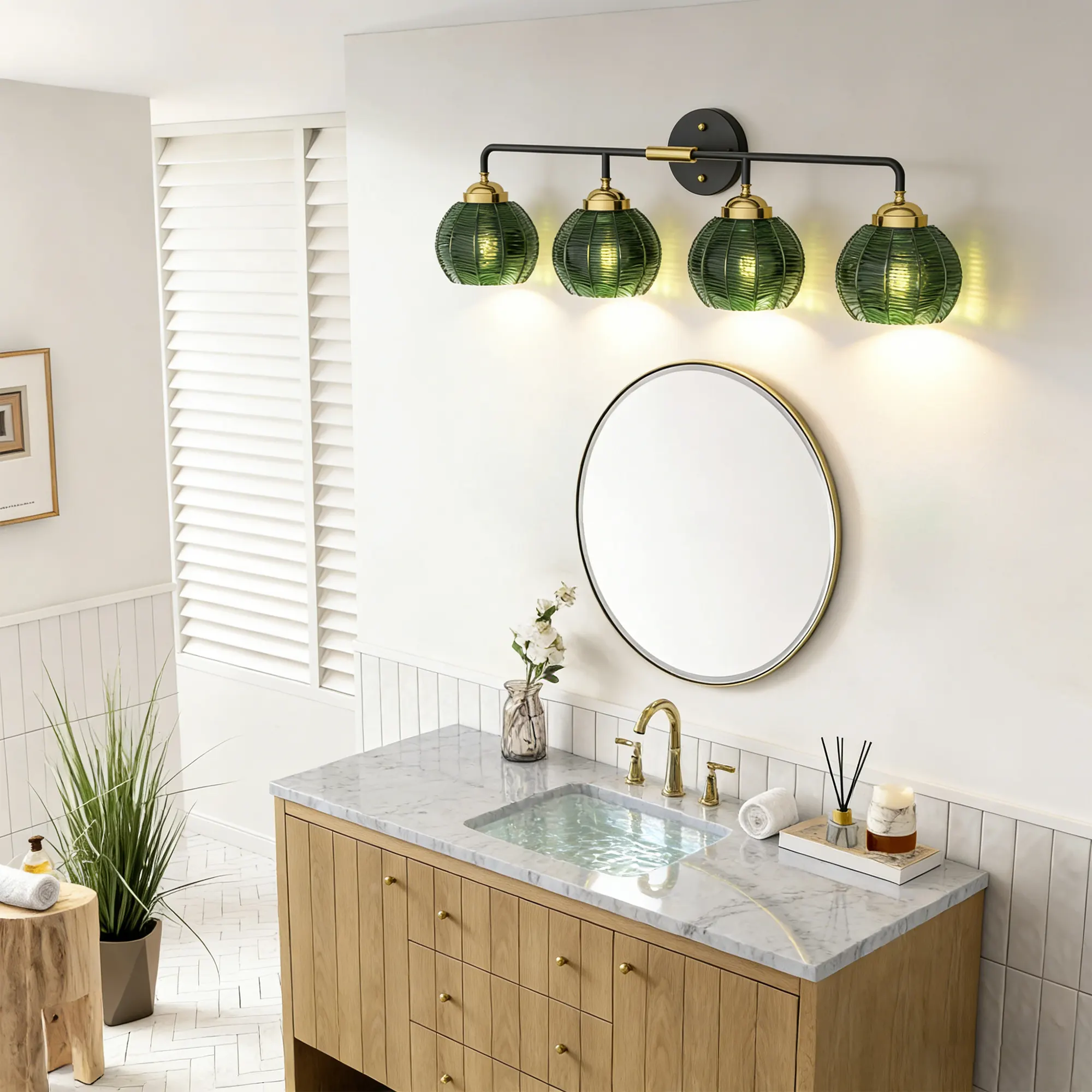 Modern 4-Light Glass Vanity Light