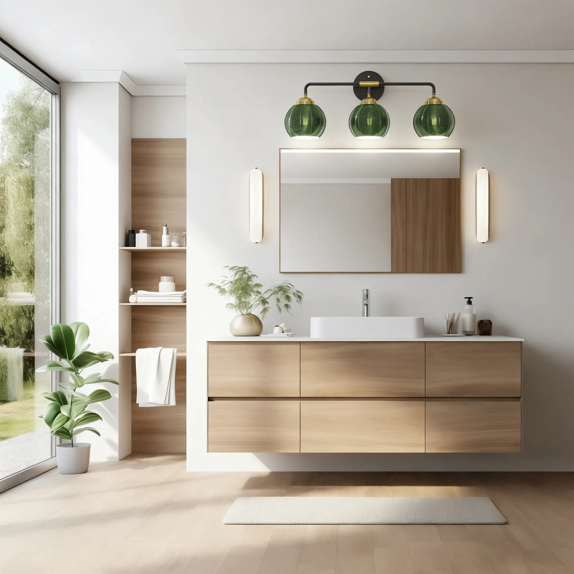 Modern 3-Light Glass Vanity Light, image 2 of 10