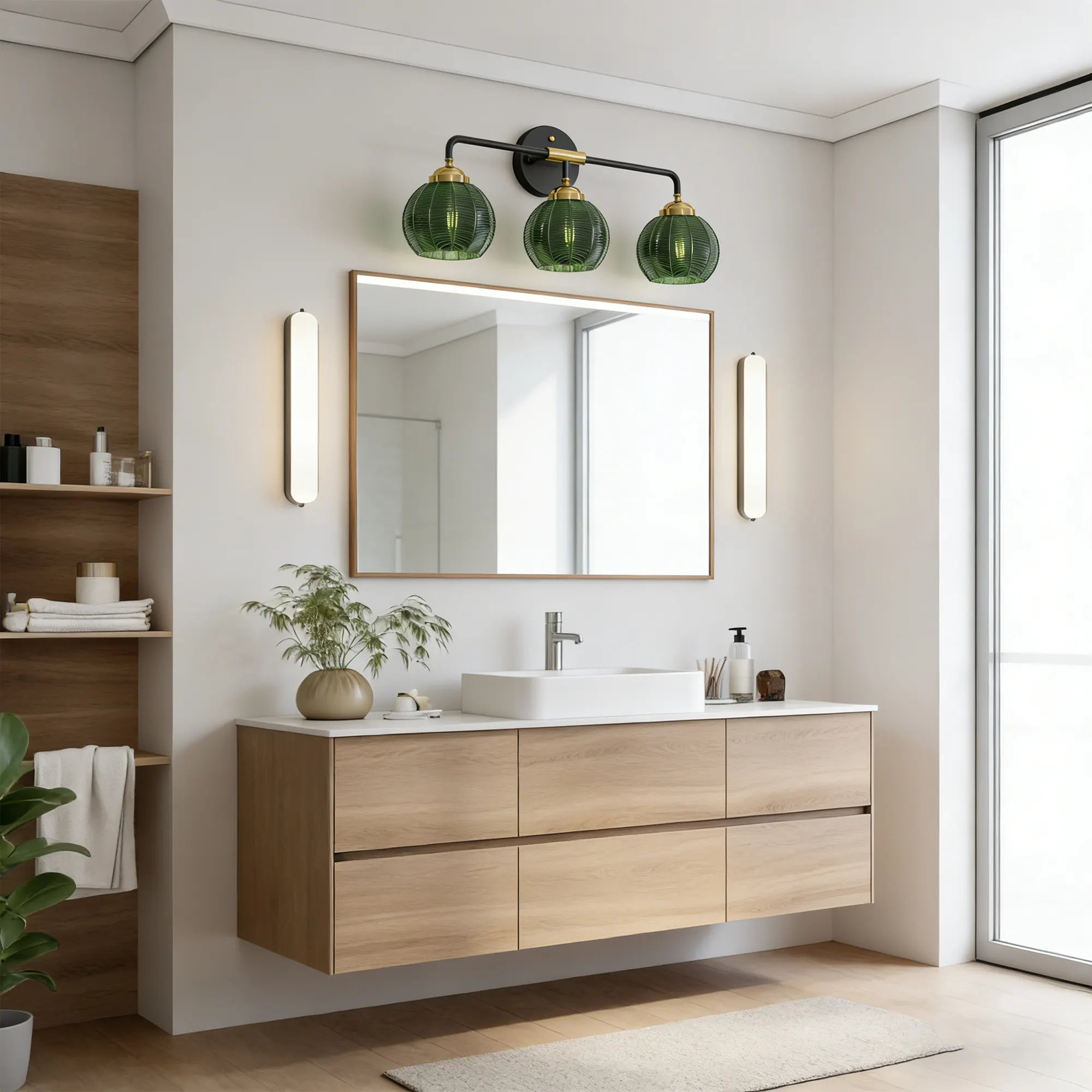 Modern 3-Light Glass Vanity Light, image 4 of 10