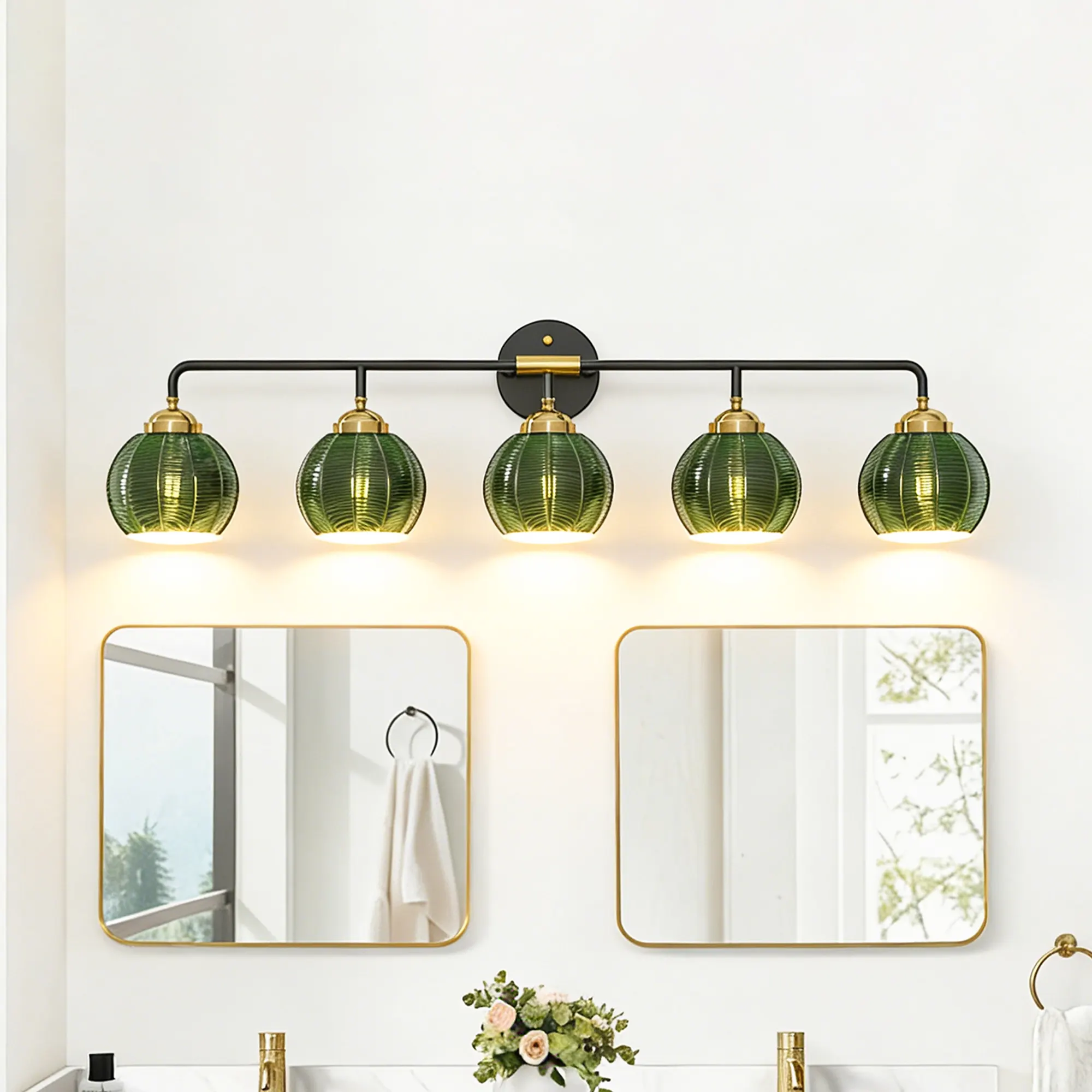 Modern 5-Light Glass Vanity Light, image 9 of 11