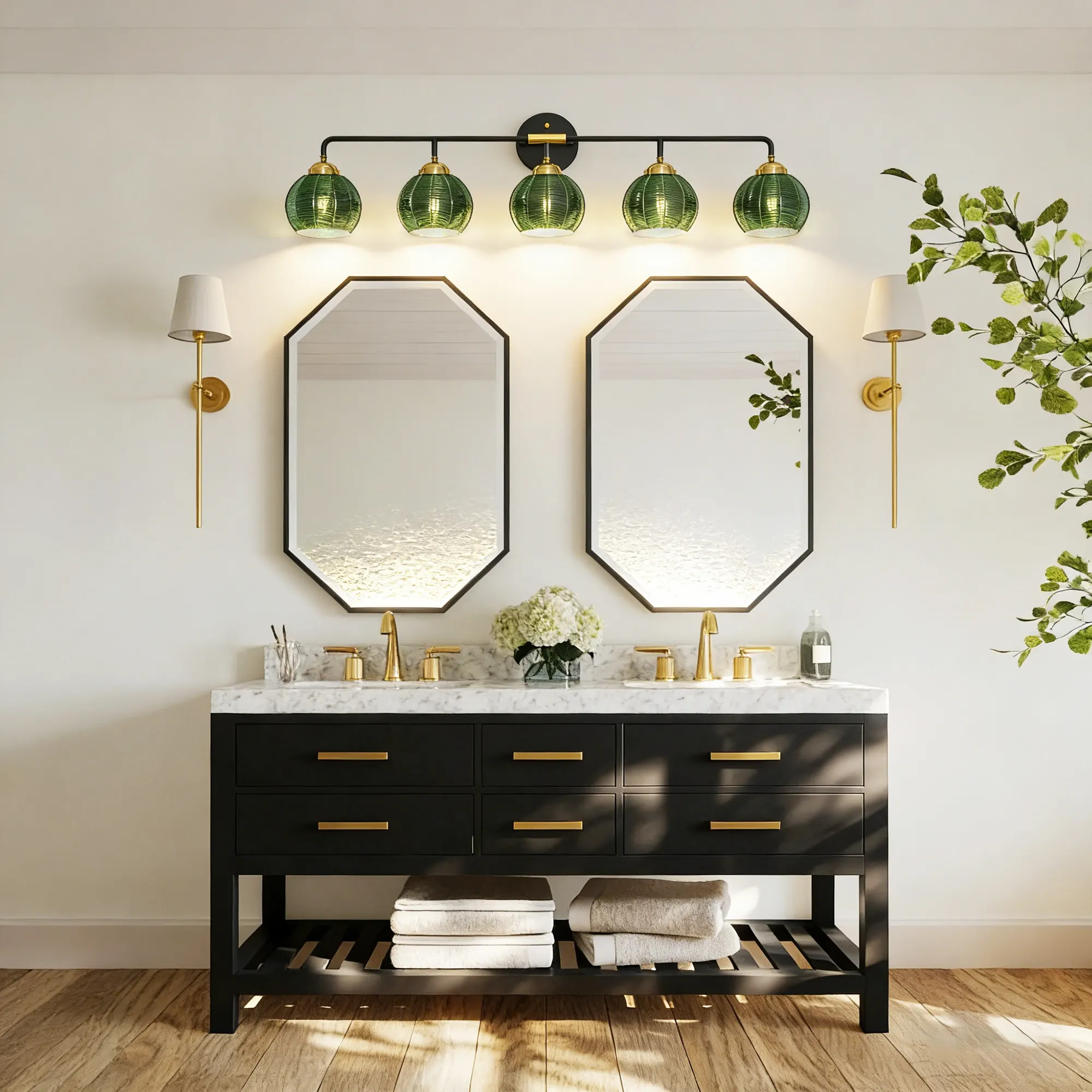 Modern 5-Light Glass Vanity Light, image 4 of 11