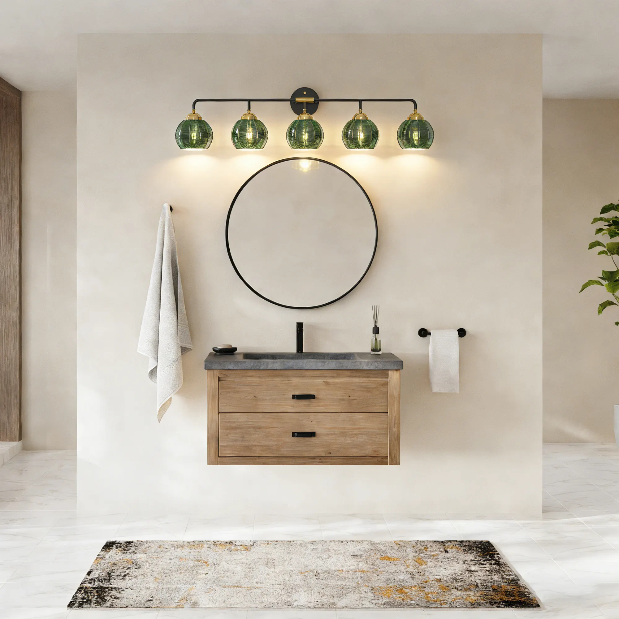 Modern 5-Light Glass Vanity Light