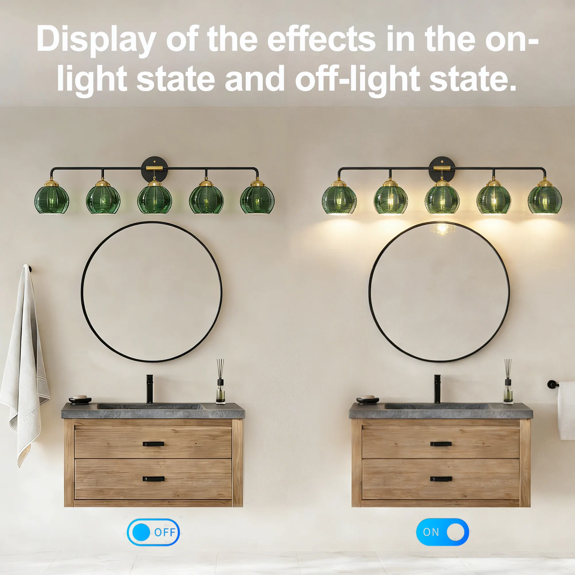 Modern 5-Light Glass Vanity Light, image 6 of 11