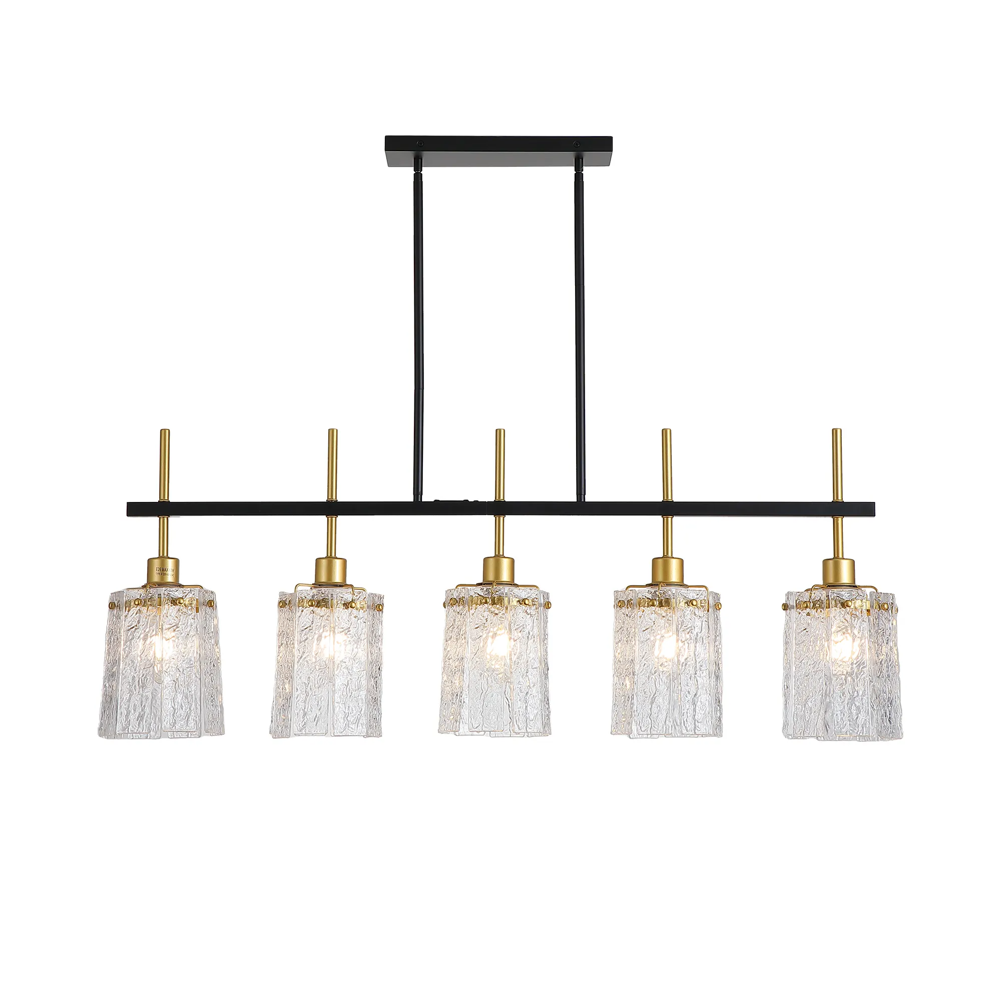 Modern 5-Light Textured Glass Linear Chandelier, image 6 of 10