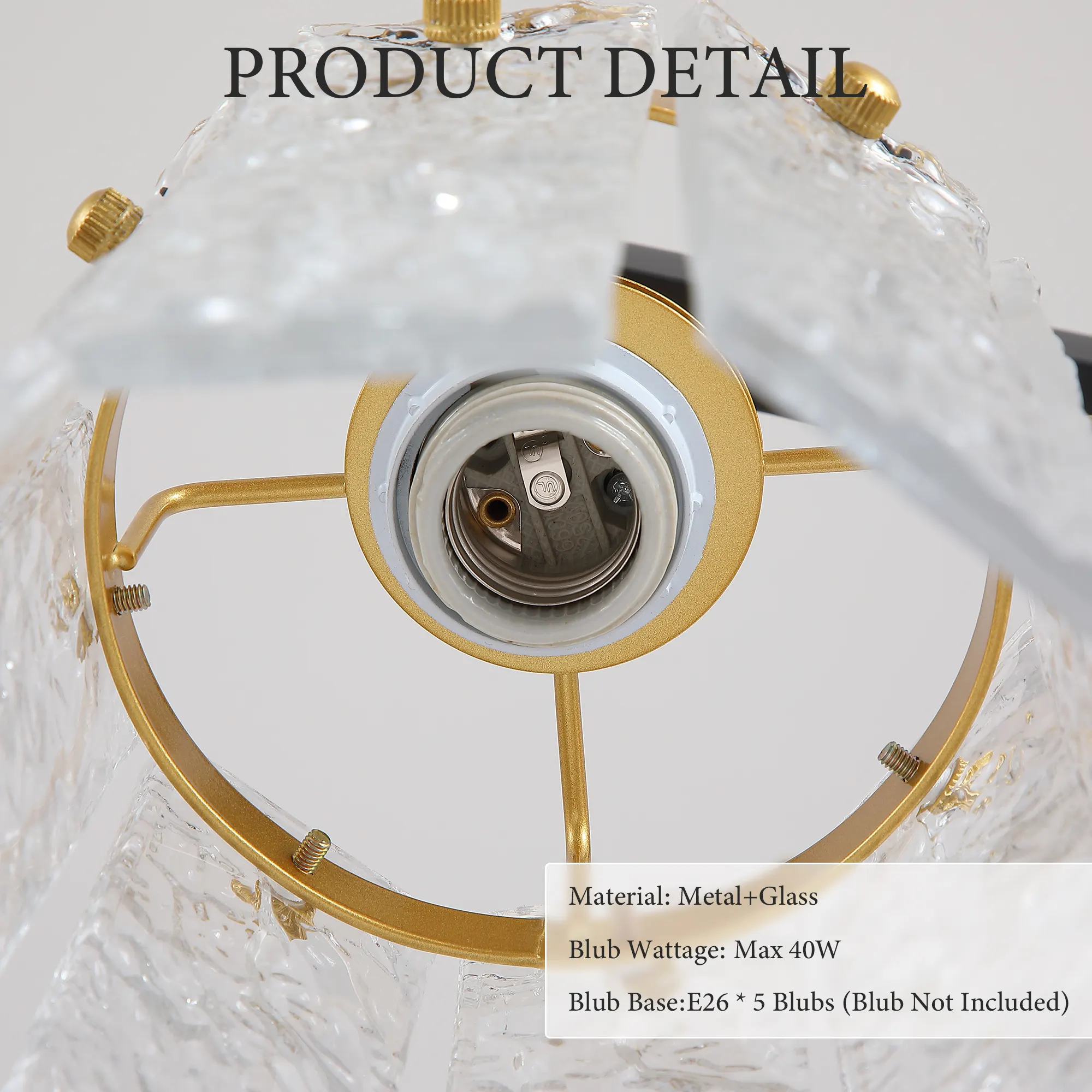 Modern 5-Light Textured Glass Linear Chandelier, image 7 of 10