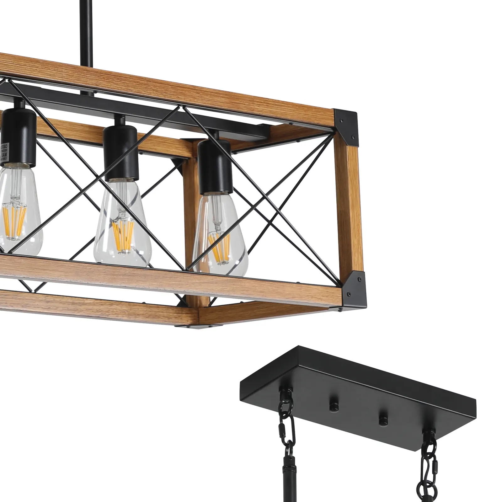Farmhouse Walnut 5-Light Pendant Light, 32 in, image 7 of 8