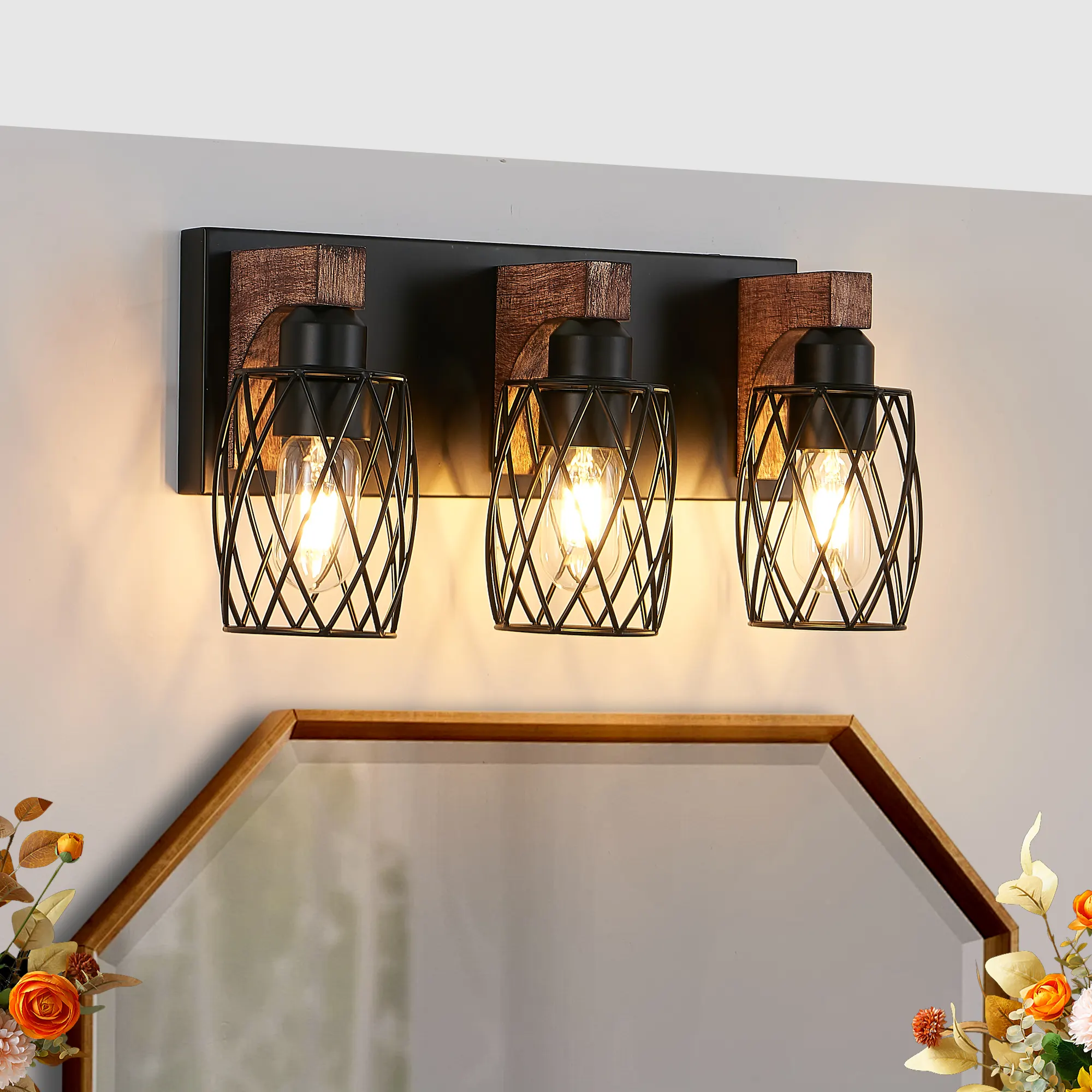 Industrial Black 3-Light Vanity Light, image 3 of 8