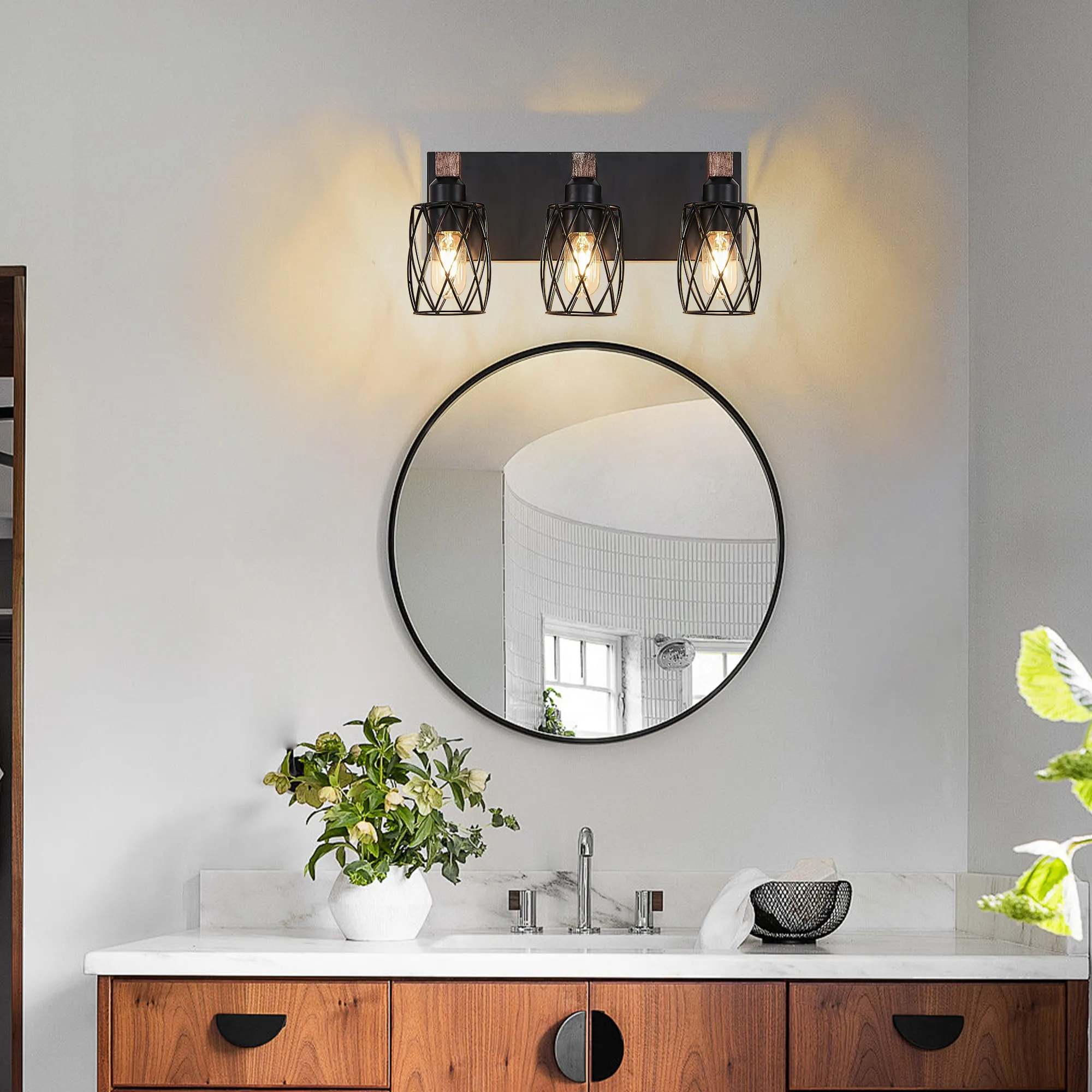 Industrial Black 3-Light Vanity Light