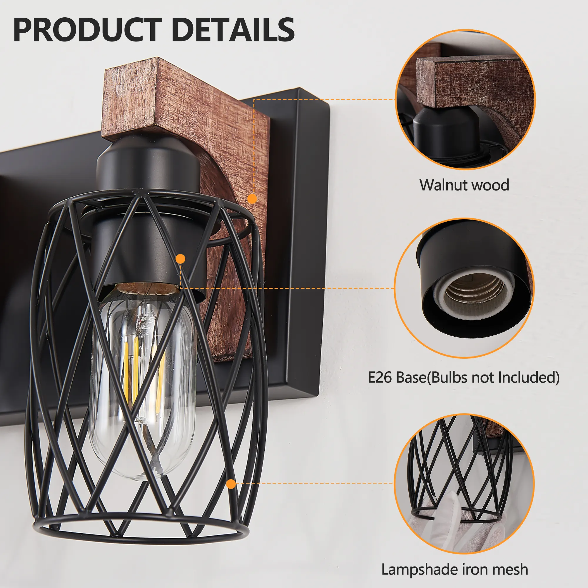 Industrial Black 7-Light Vanity Light, image 4 of 7