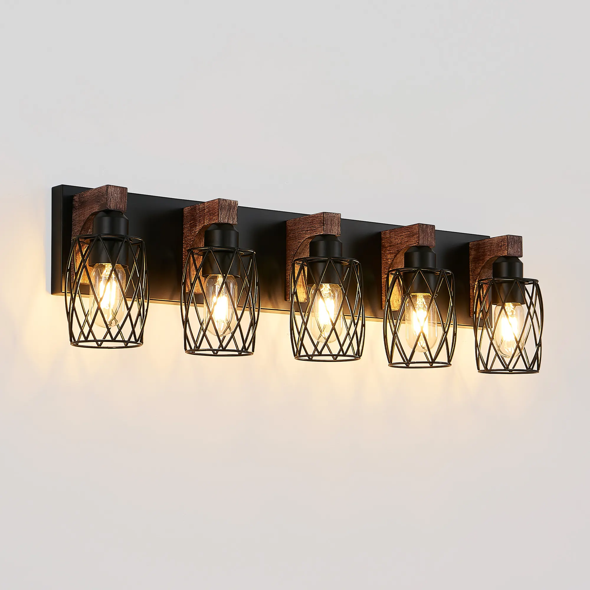 Industrial Black 5-Light Vanity Light, image 7 of 8