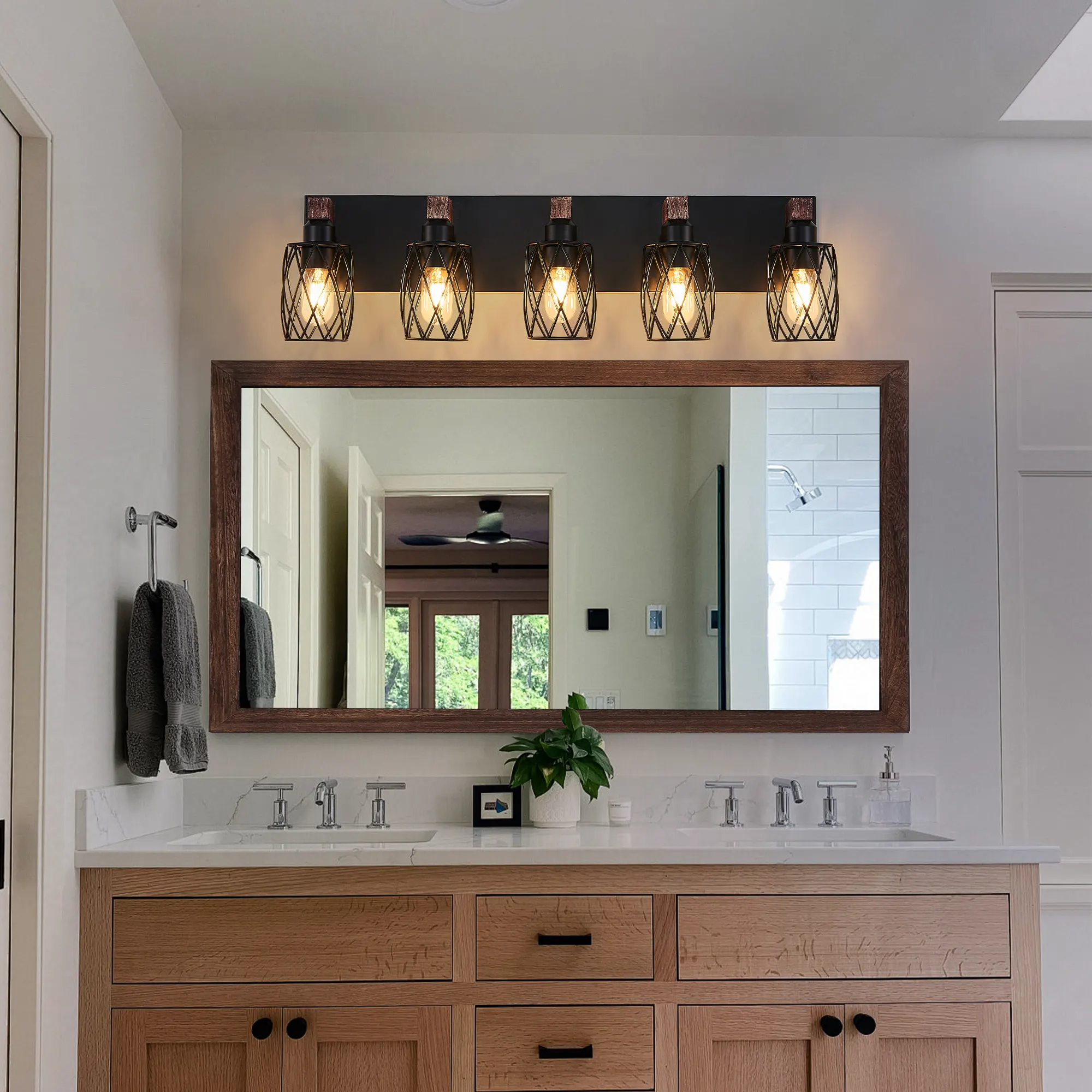 Industrial Black 5-Light Vanity Light