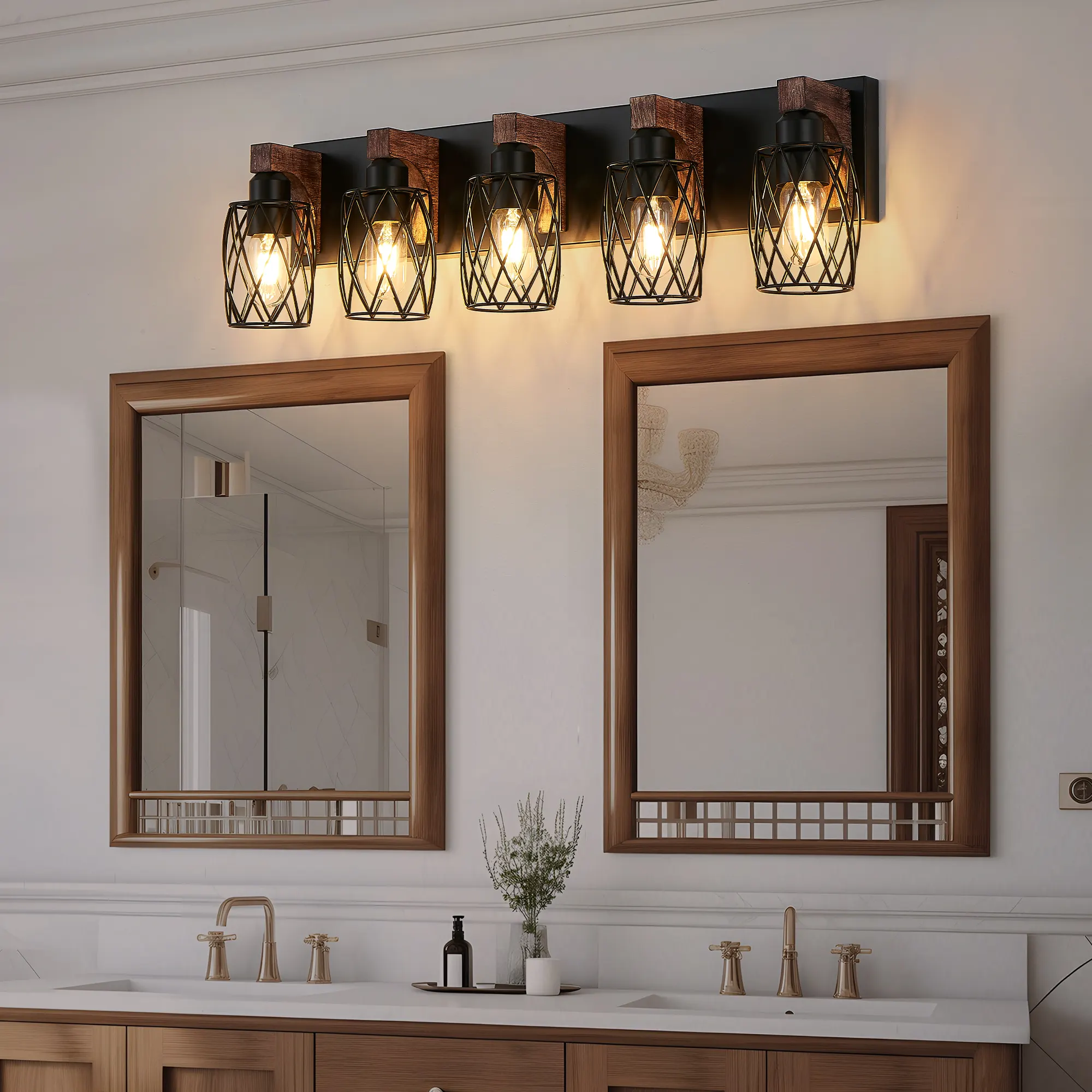 Industrial Black 5-Light Vanity Light, image 5 of 8