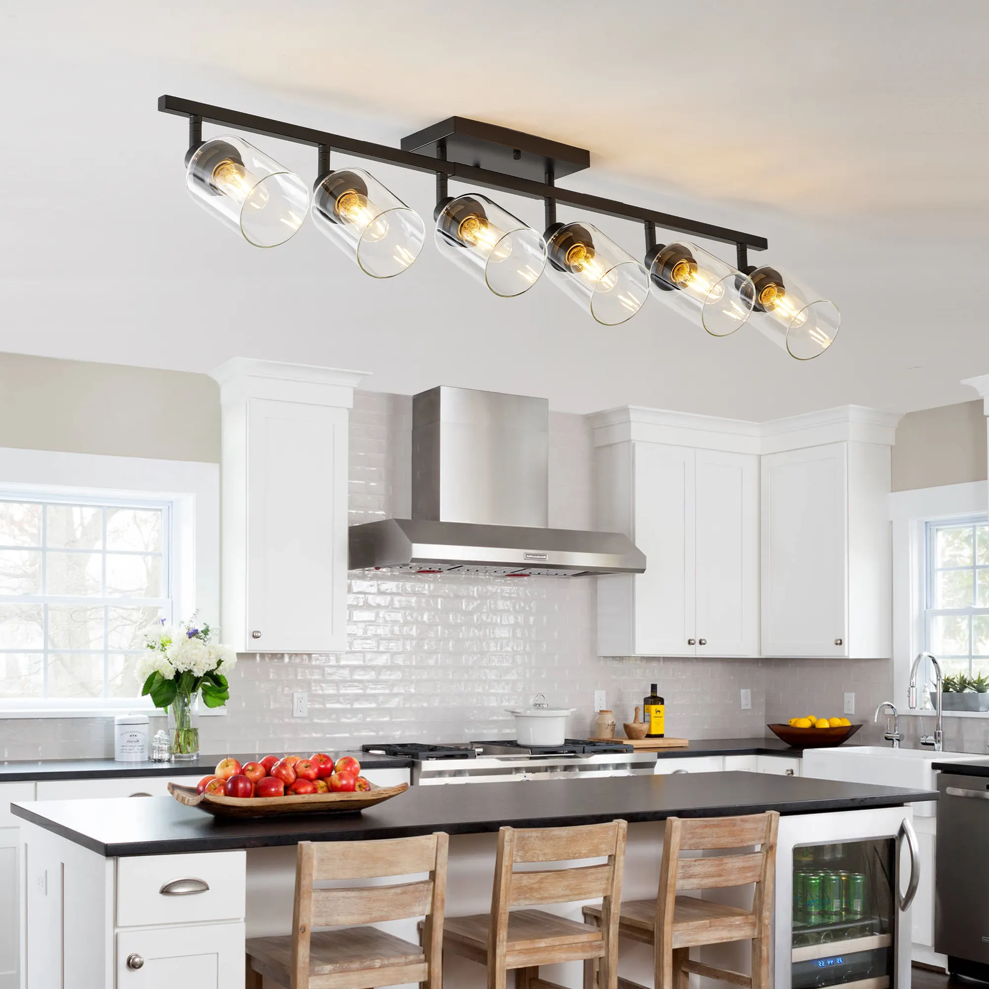 6-Light Clear Glass Semi-Flush Mount Ceiling Light, image 2 of 8