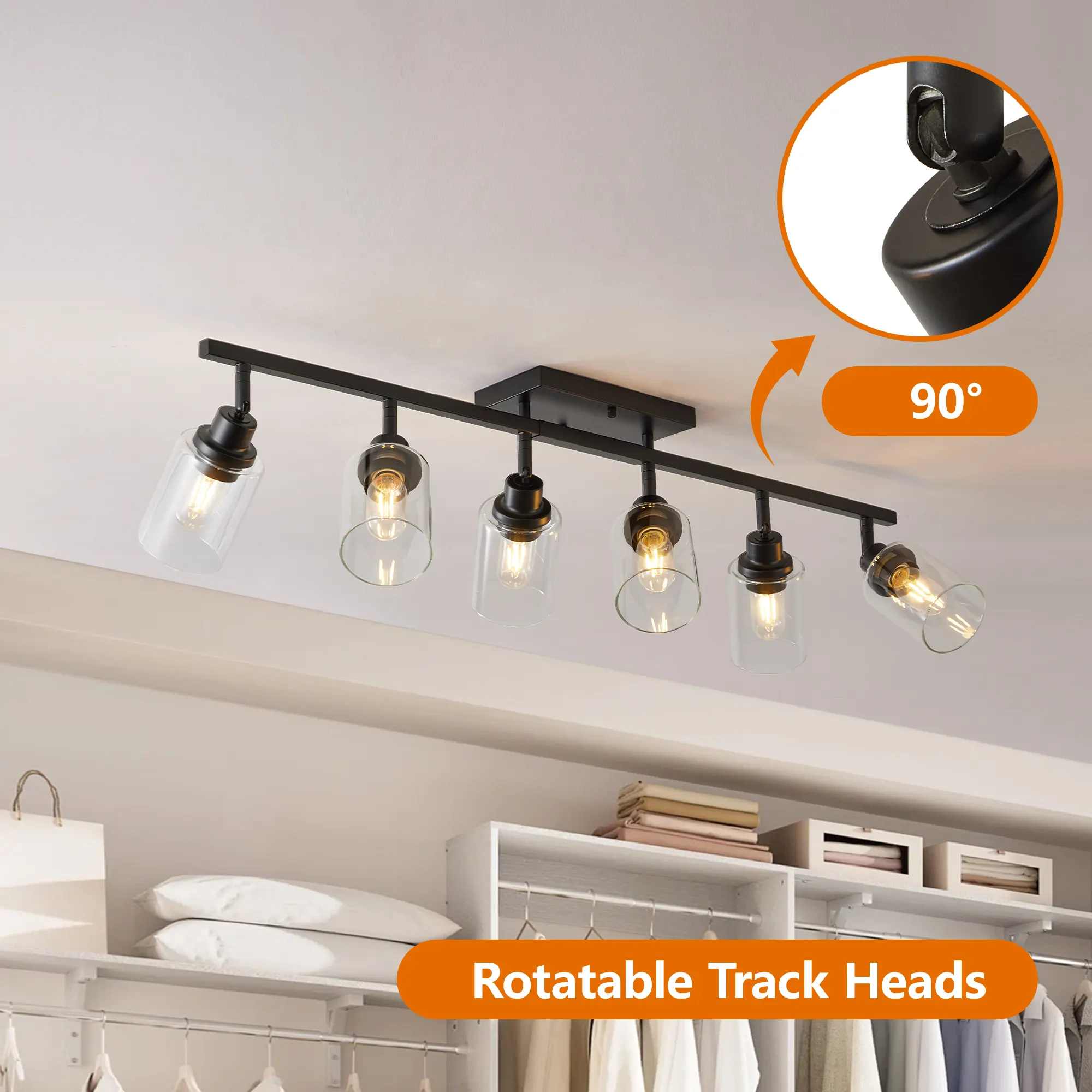6-Light Clear Glass Semi-Flush Mount Ceiling Light, image 5 of 8