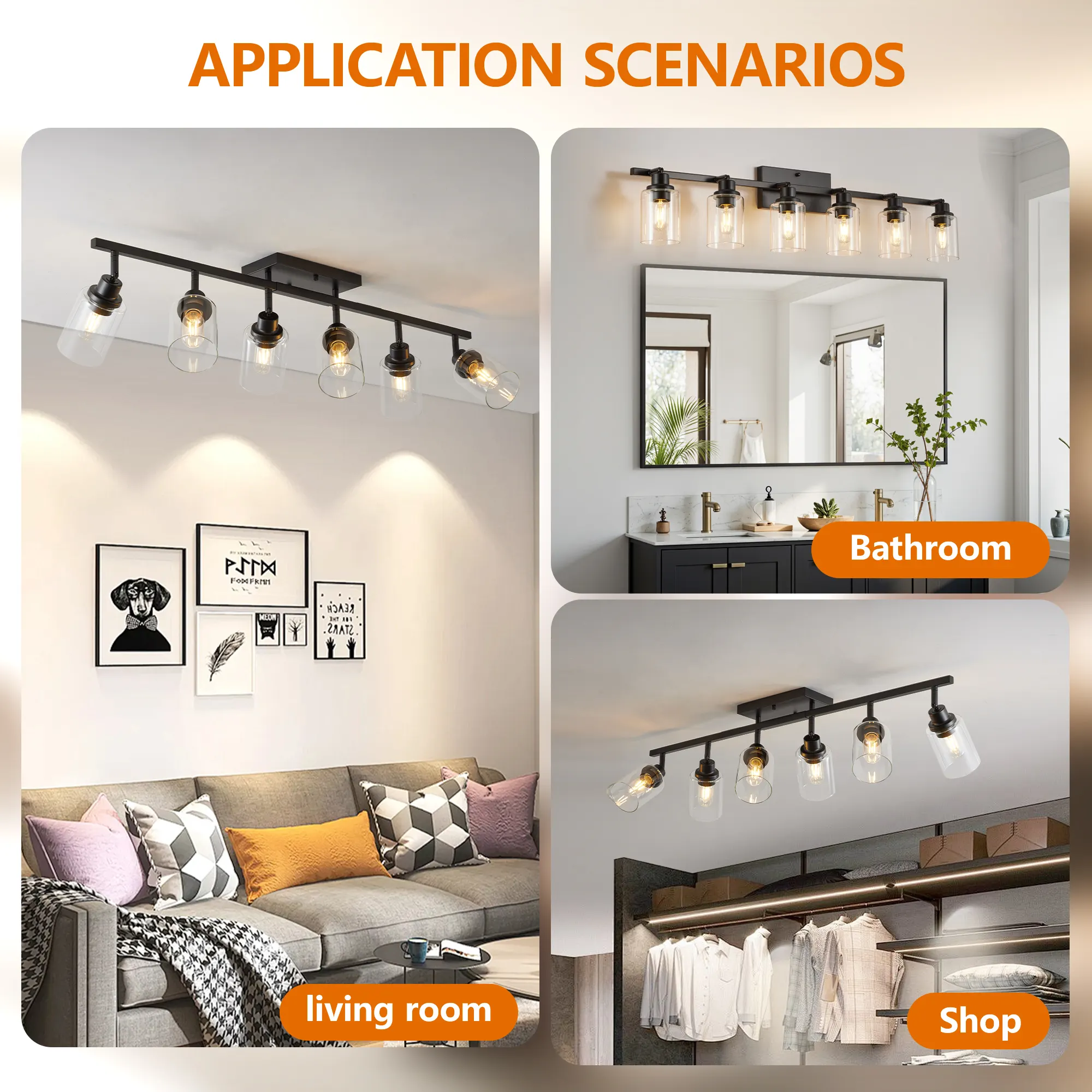 6-Light Clear Glass Semi-Flush Mount Ceiling Light, image 7 of 8