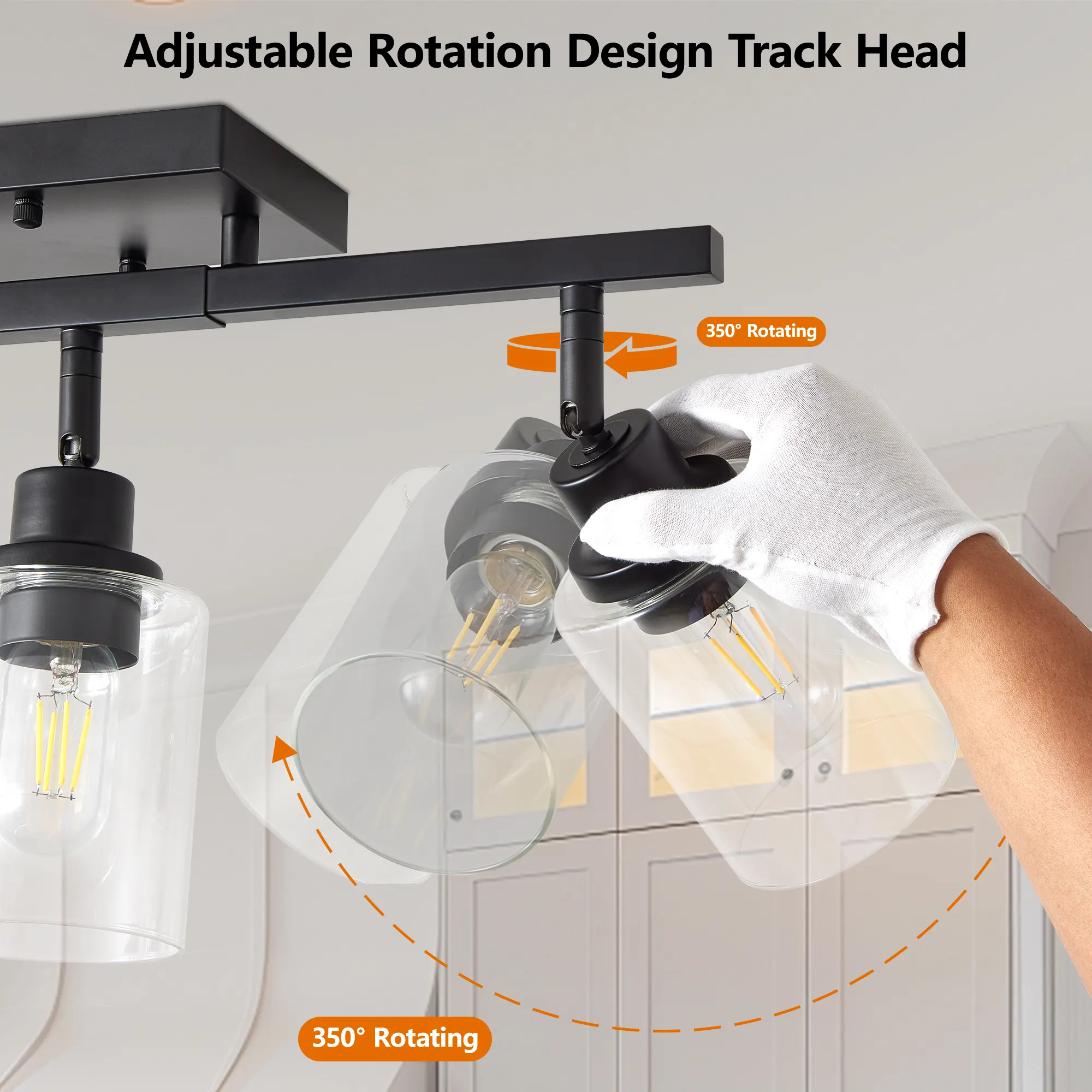3-Light Clear Glass Semi-Flush Mount Ceiling Light, image 4 of 8