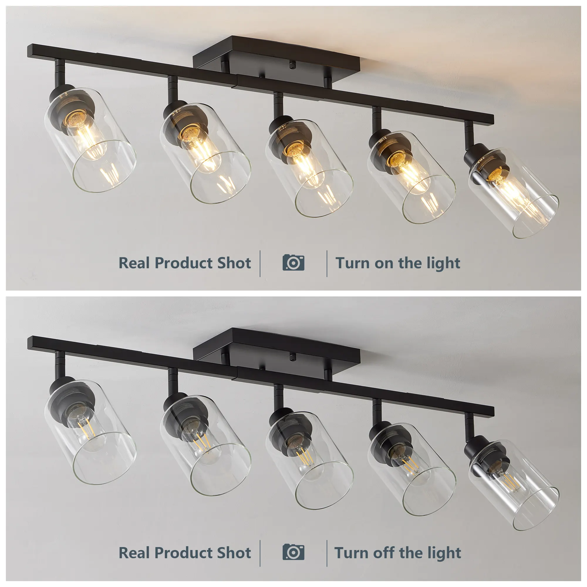 5-Light Clear Glass Semi-Flush Mount Ceiling Light, image 2 of 9
