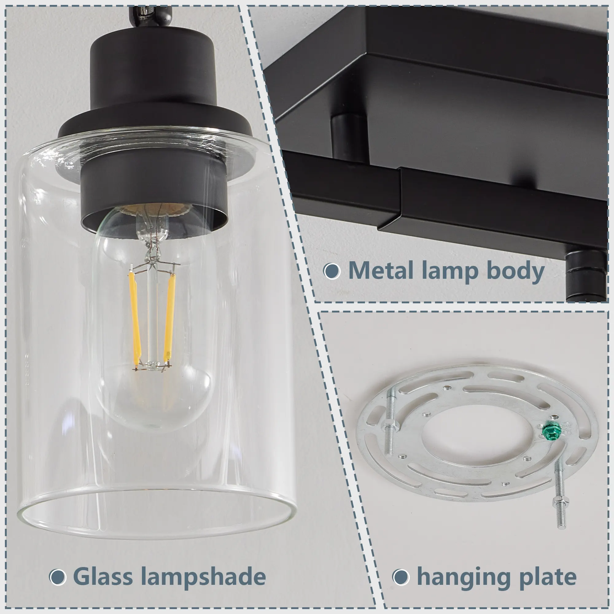 5-Light Clear Glass Semi-Flush Mount Ceiling Light, image 6 of 9