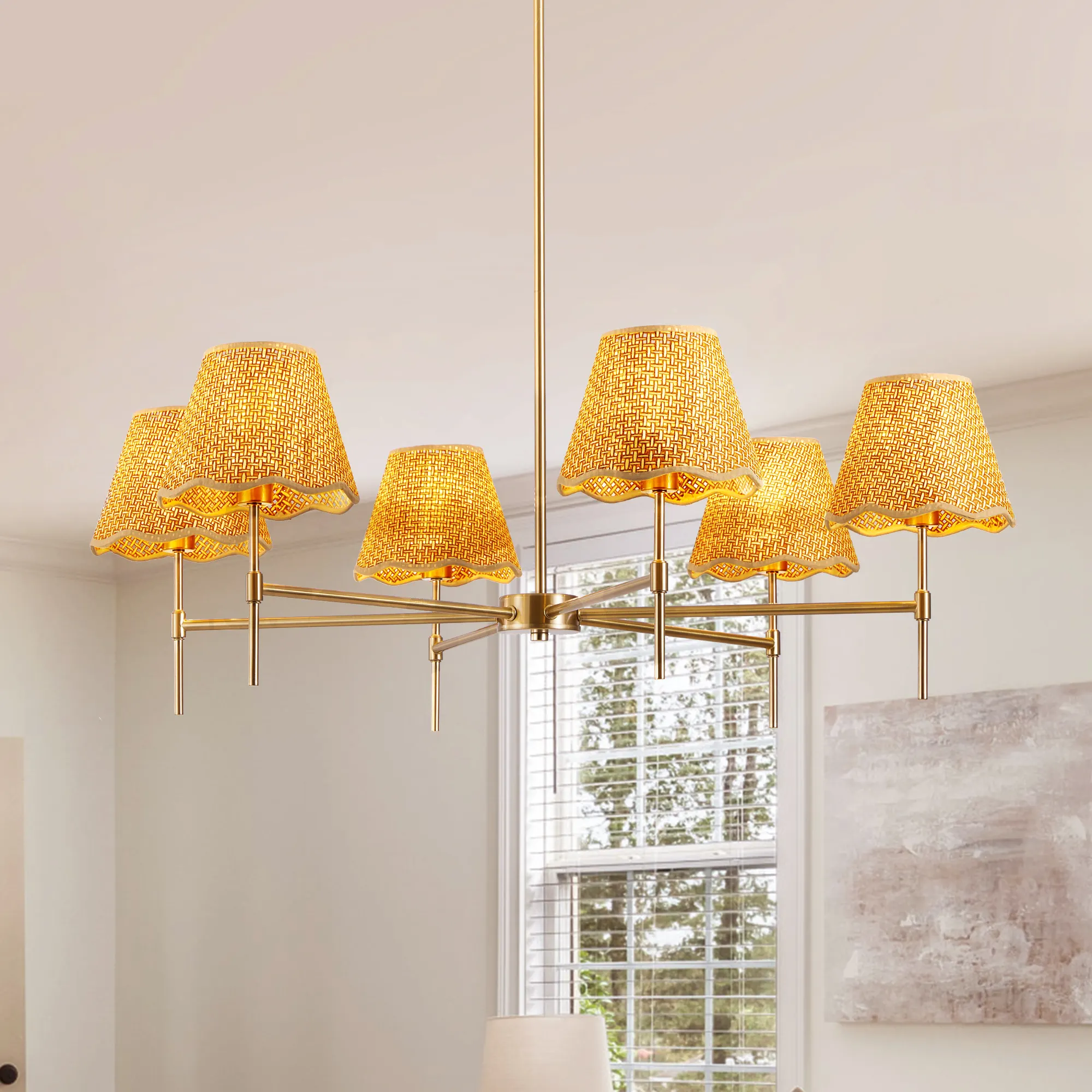 Farmhouse Rattan 6-Light Chandelier