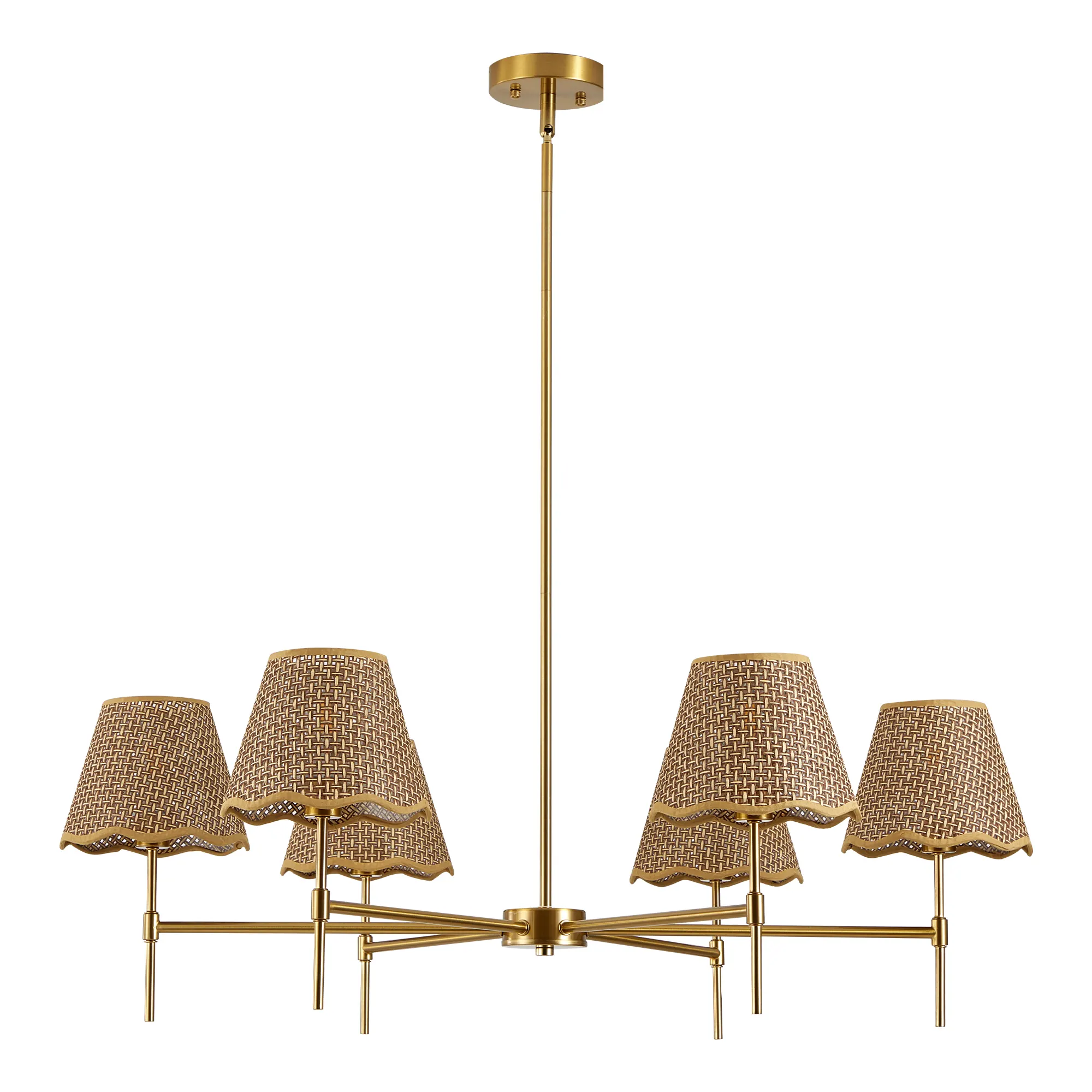 Farmhouse Rattan 6-Light Chandelier, image 6 of 8