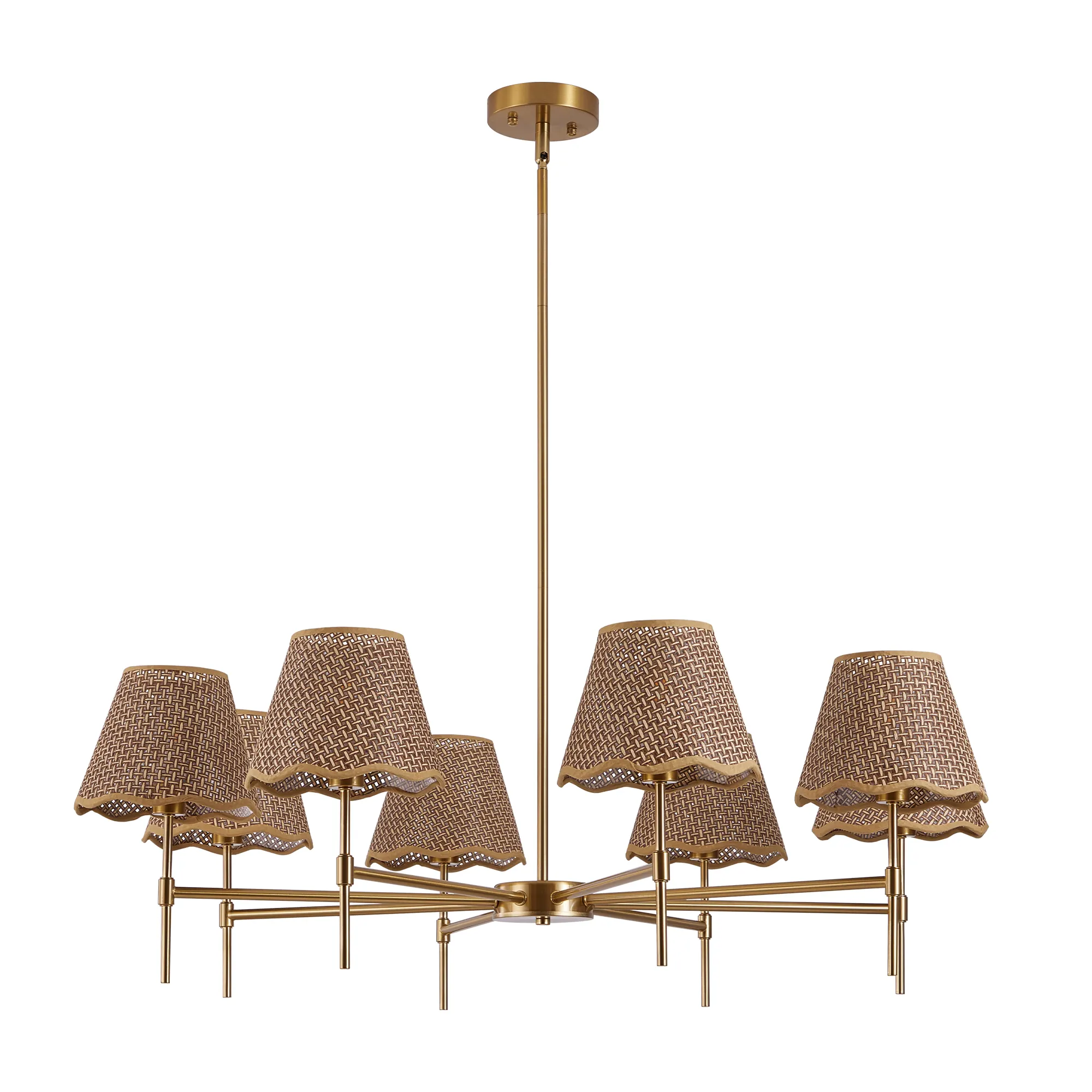 Farmhouse Rattan 8-Light Chandelier, image 5 of 8