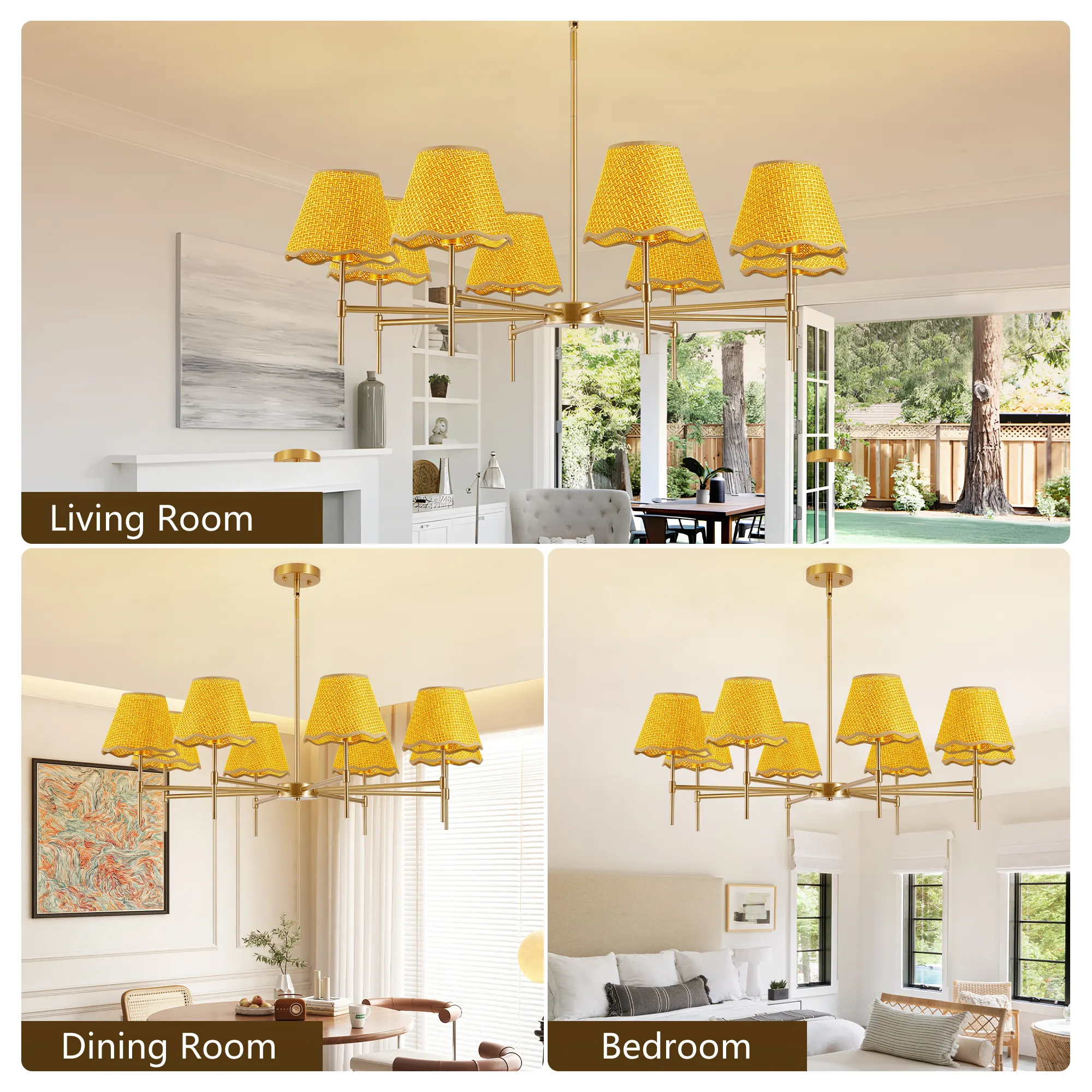 Farmhouse Rattan 8-Light Chandelier, image 7 of 8
