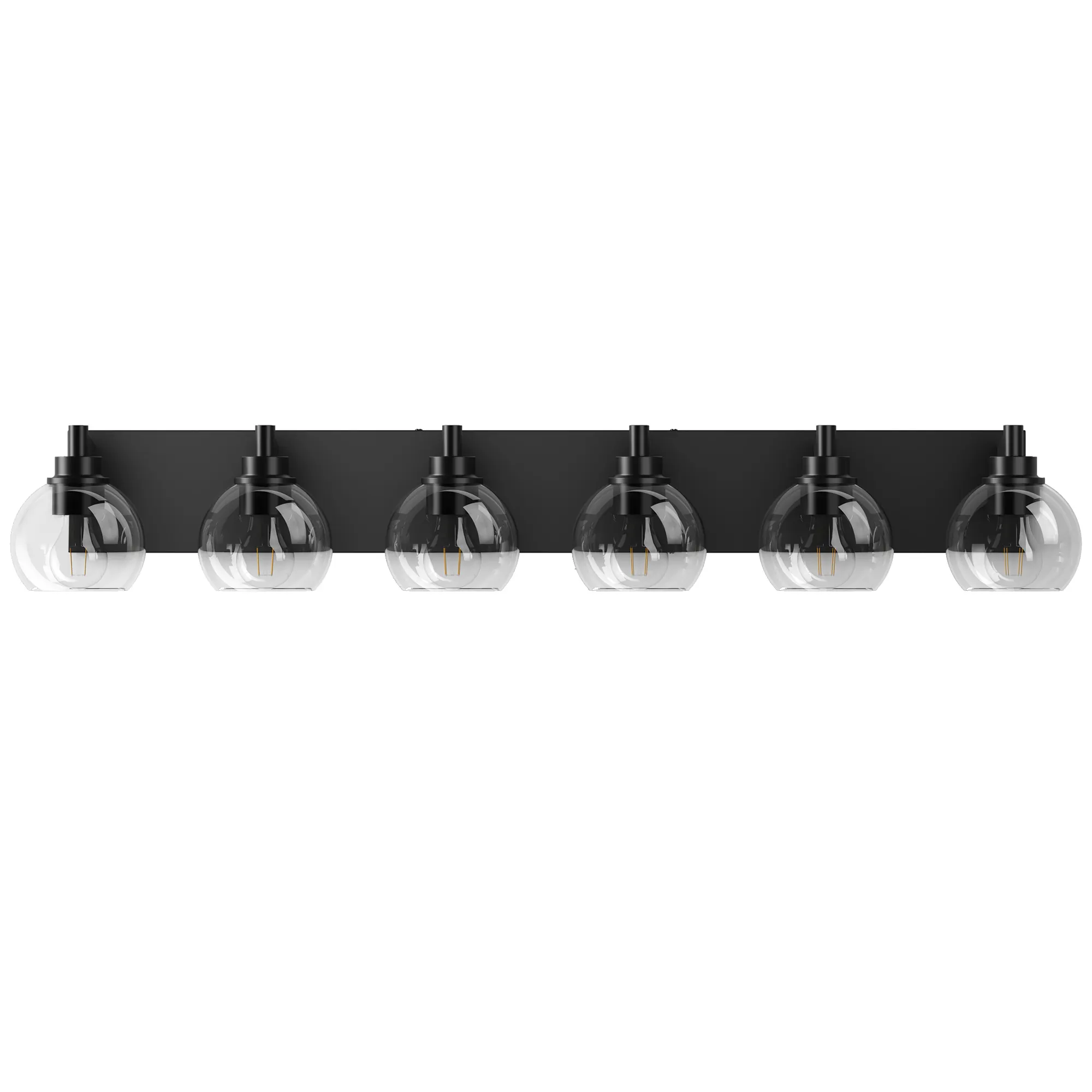 Modern Matte Black 6-Light Clear Glass Vanity Light, 38 in, image 7 of 10