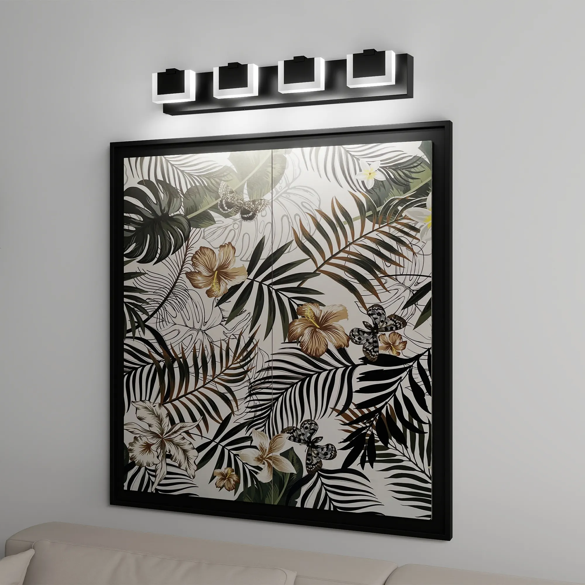 Modern Matte Black 4-Light Acrylic Vanity Light, image 9 of 9