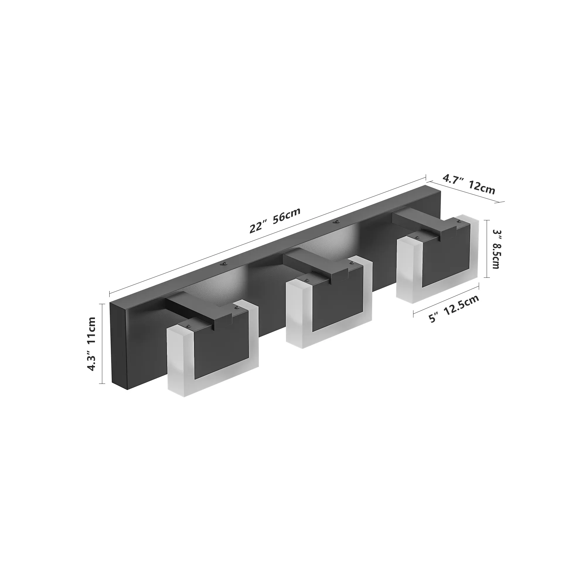 Modern 3-Light Acrylic Vanity Light, image 4 of 10