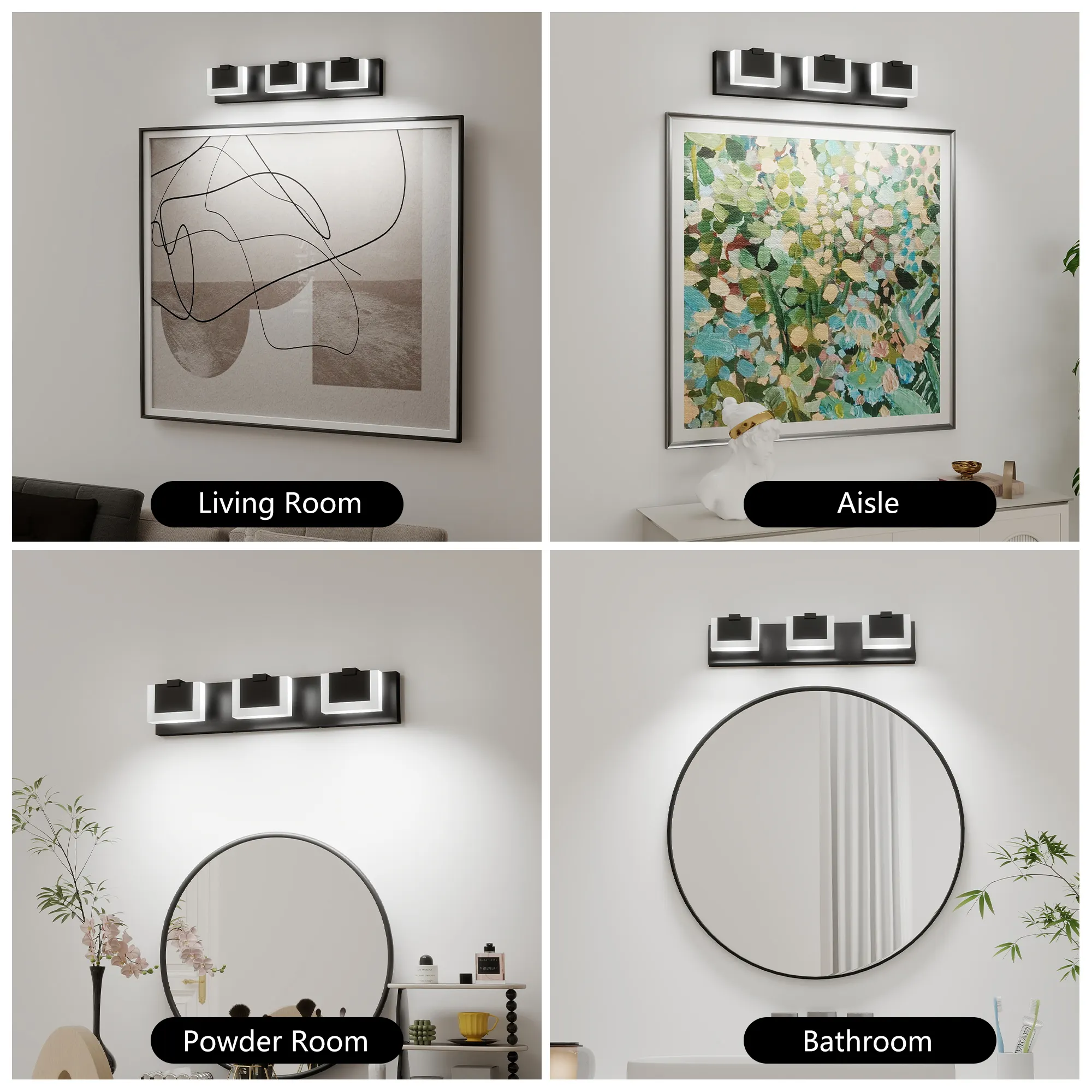 Modern 3-Light Acrylic Vanity Light, image 2 of 10